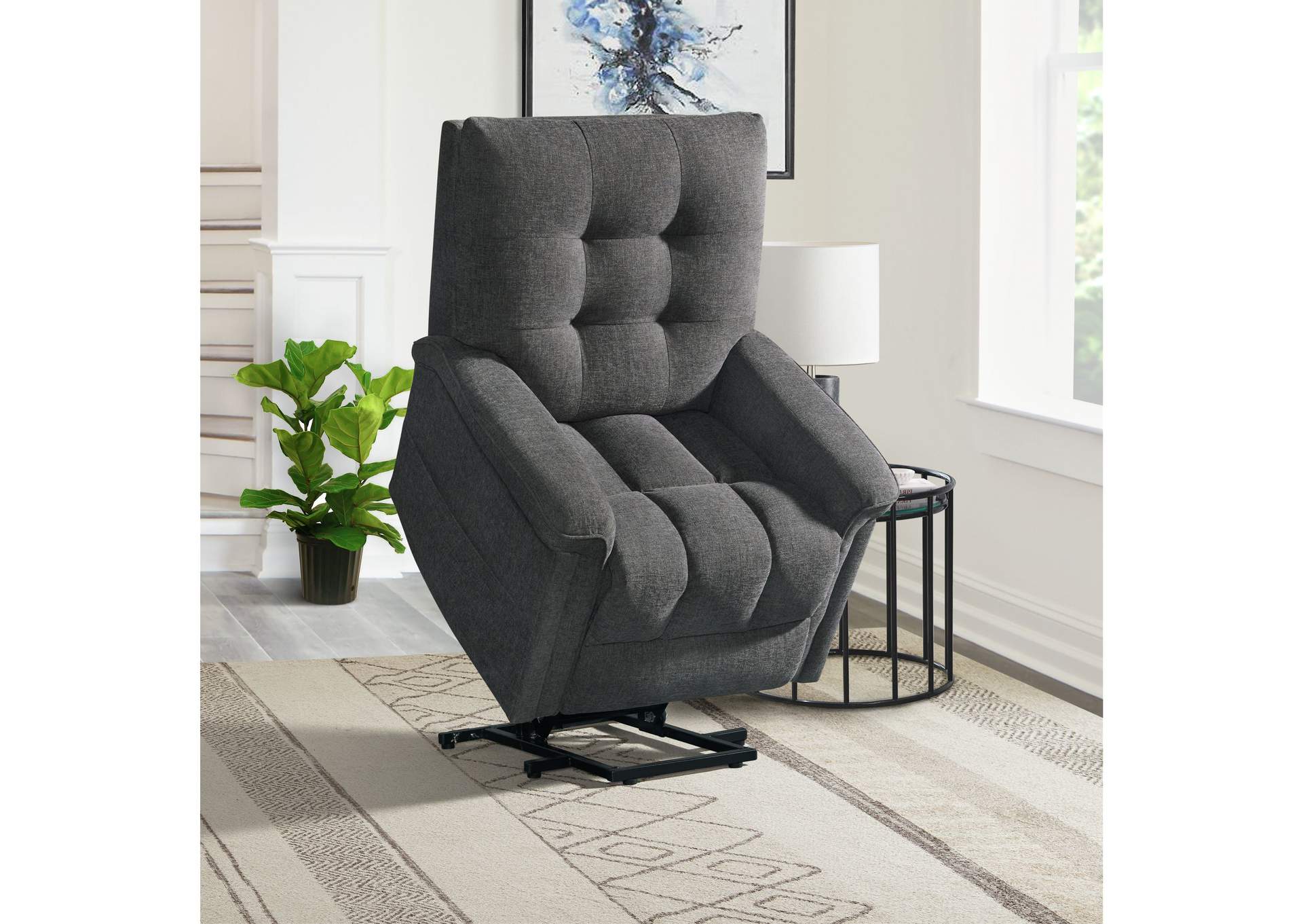 Pecos Power Motion Lift Chair In 15337 - 2 Ribbit Charcoal,Elements