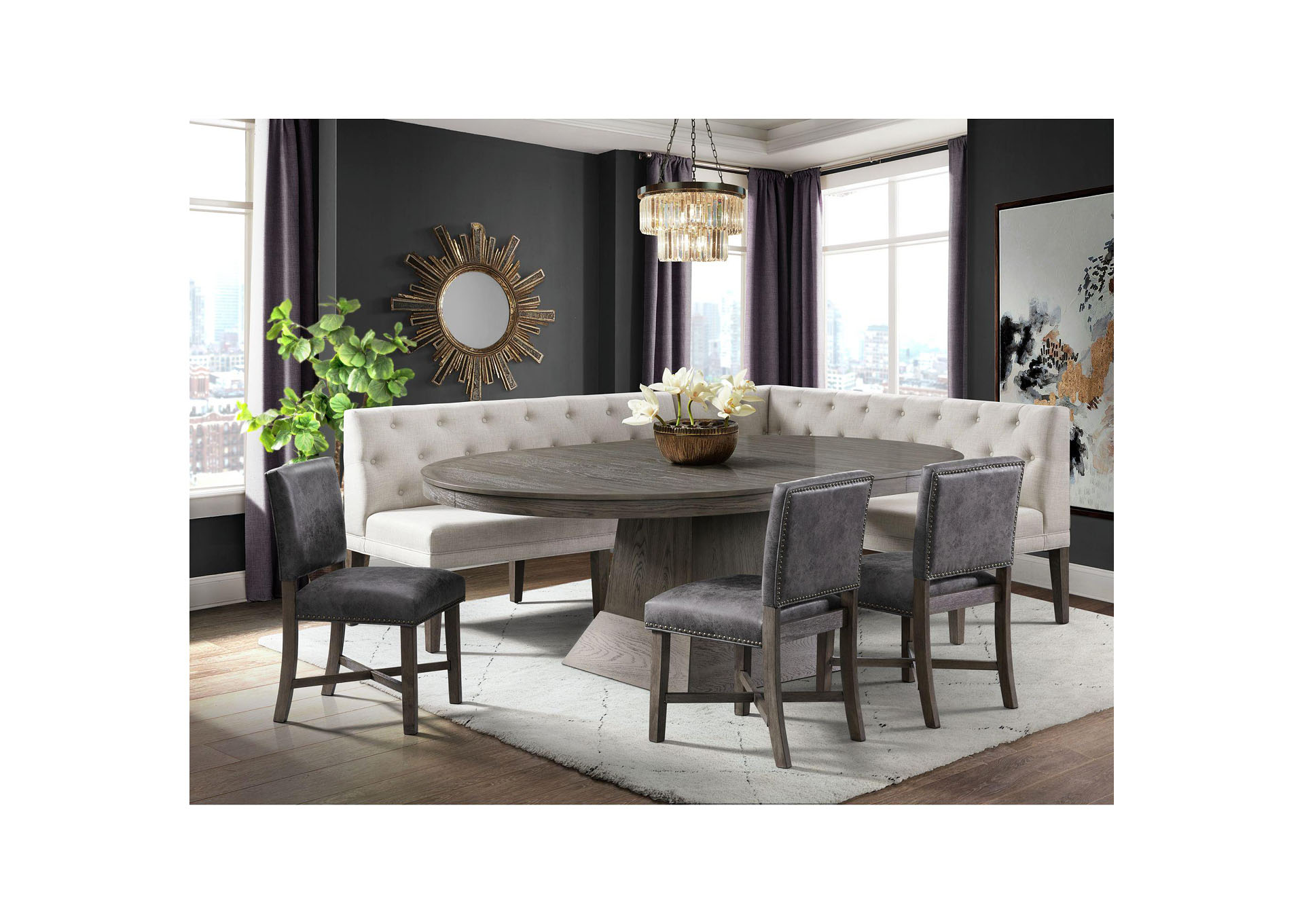 Collins With 2 12 Leaves 6 Piece Dining Set In Grey - Table Four Chairs Peyton Sectional Sofa,Elements