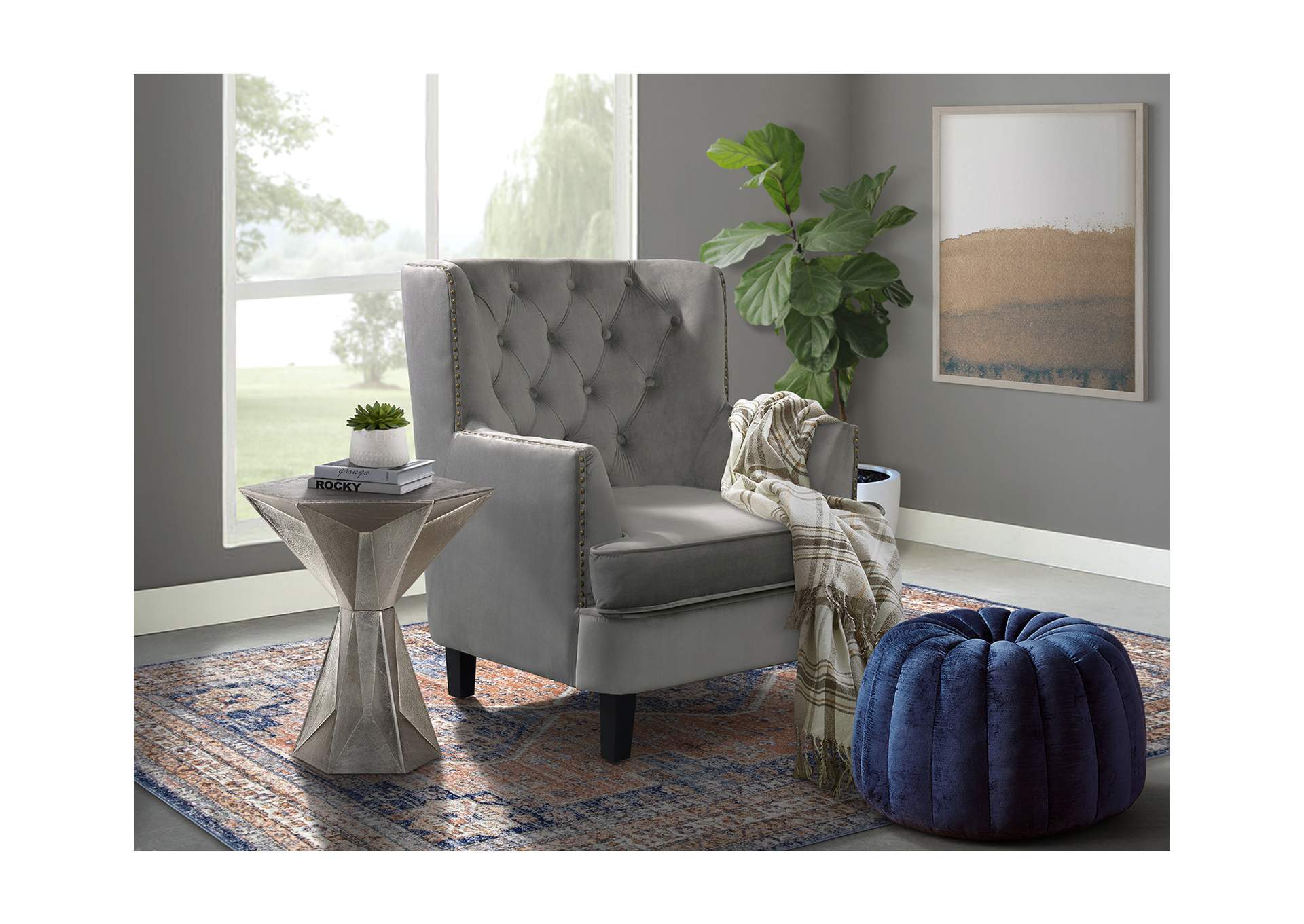 Phillips Chair In Mercer Metal,Elements