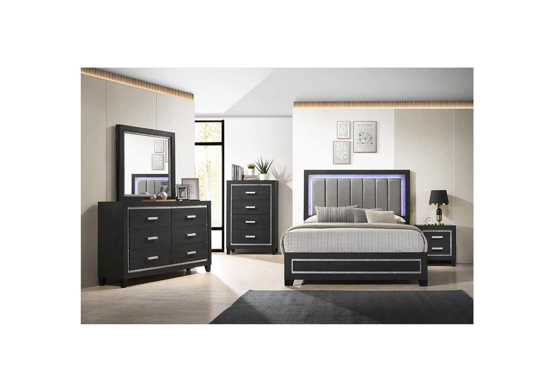 Plano 2 - Drawer Nightstand In Black,Elements