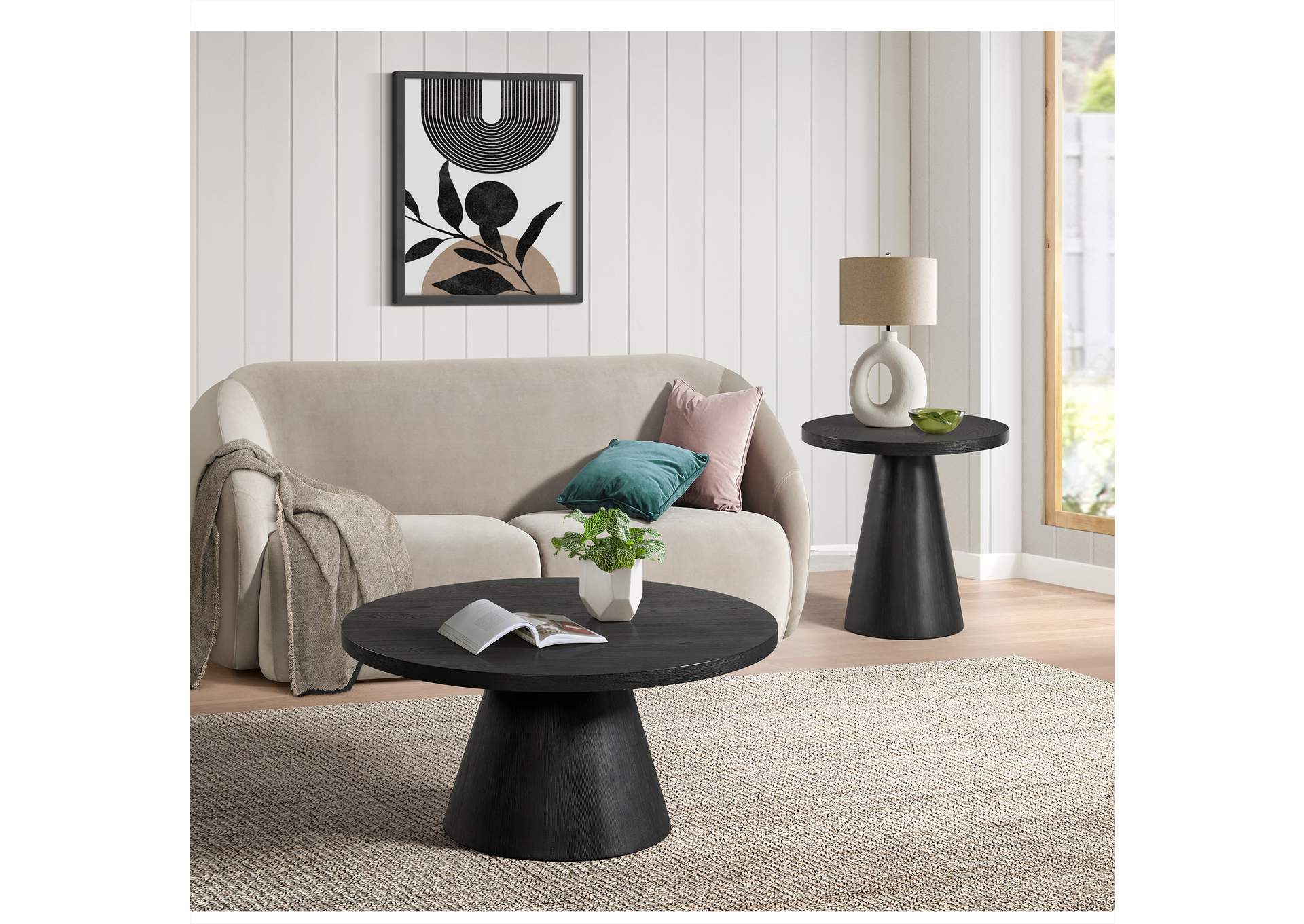 Portland 2 Piece Occasional Table Set In Black - Coffee Table End Table,Elements