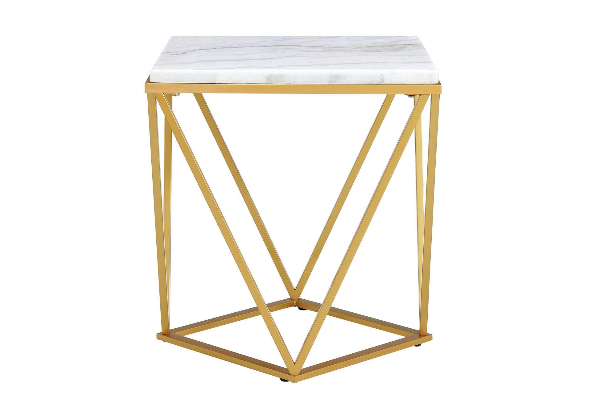 Riko 2 Piece Occasional Table Set In Gold - Coffee Table End Table,Elements