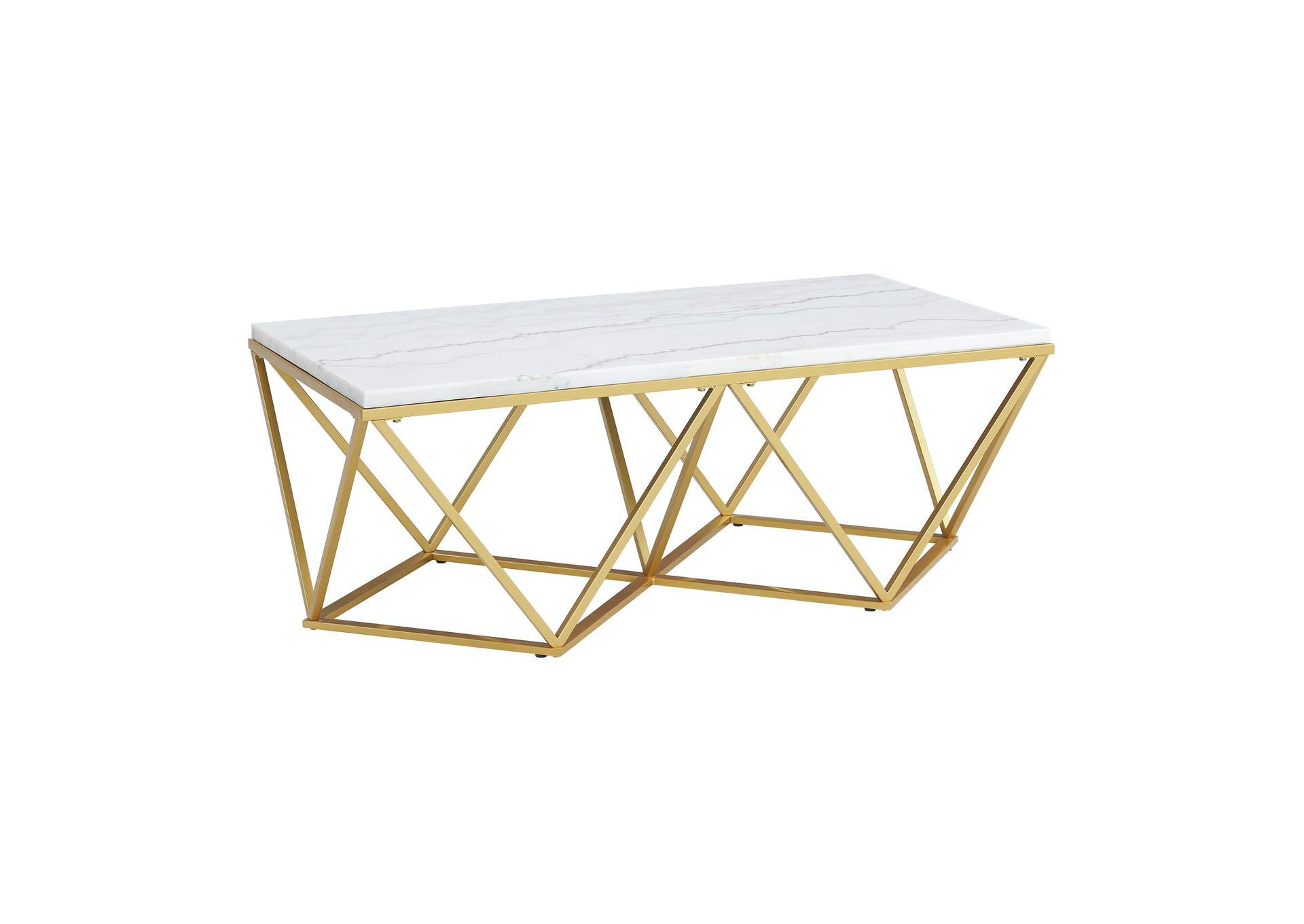 Riko 2 Piece Occasional Table Set In Gold - Coffee Table End Table,Elements