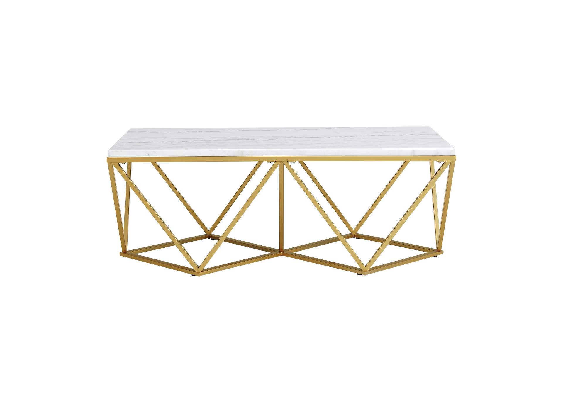 Riko 2 Piece Occasional Table Set In Gold - Coffee Table End Table,Elements