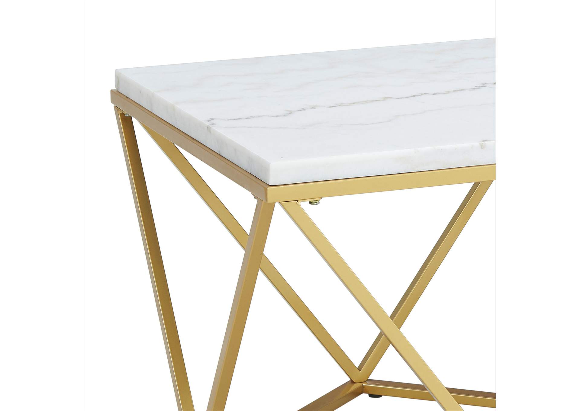 Riko Rectangular Coffee Table With Gold Metal Leg,Elements