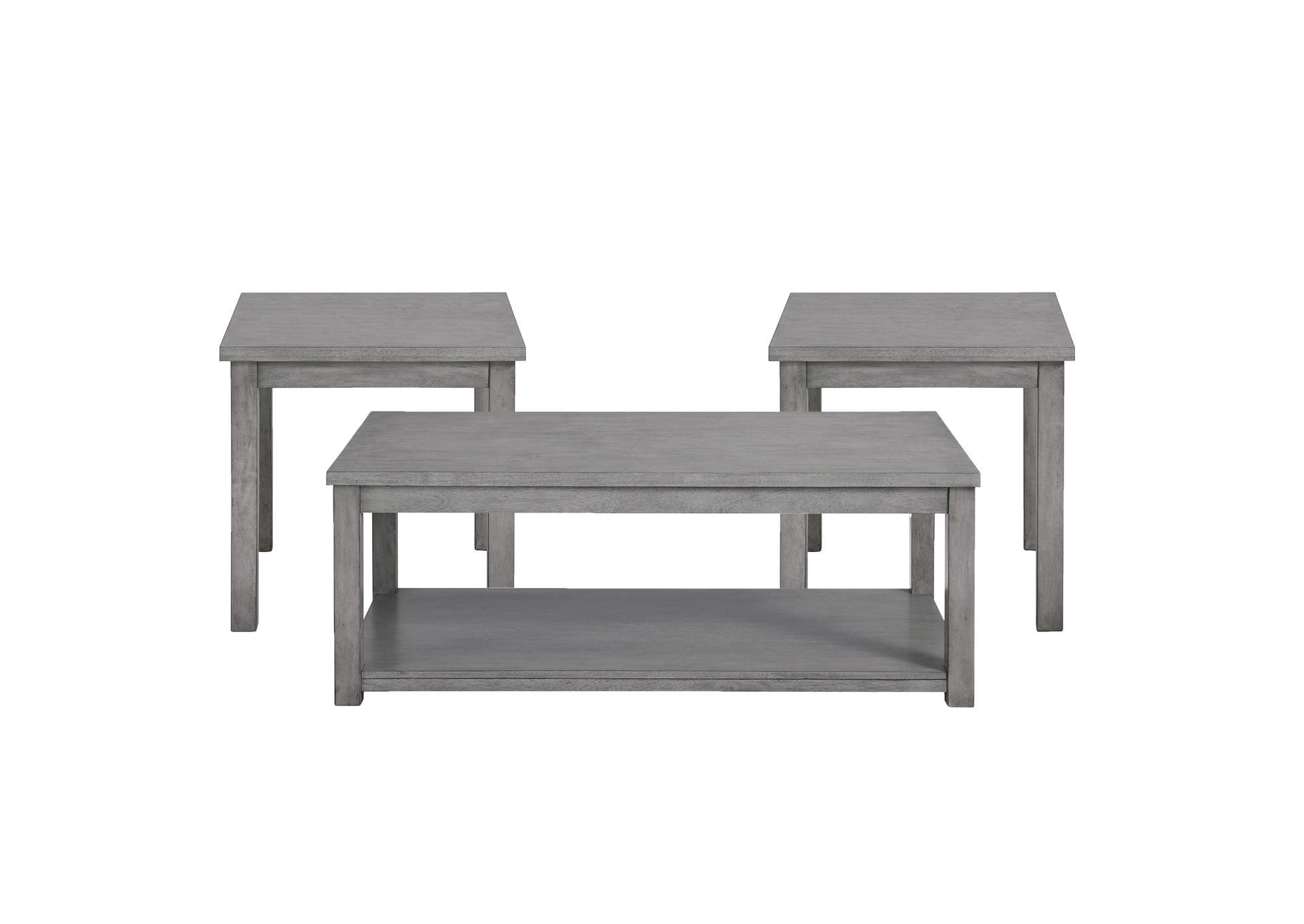 Rina 3 Piece Occasional Table Set Set Coffee With Casters In Grey,Elements