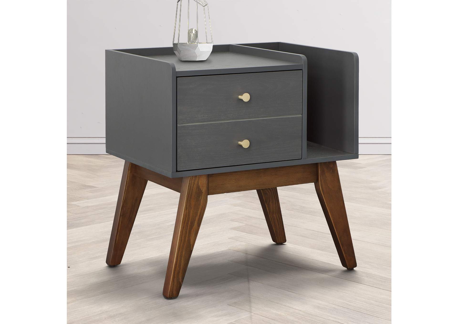 Sade 1 Drawer Nightstand In Grey,Elements