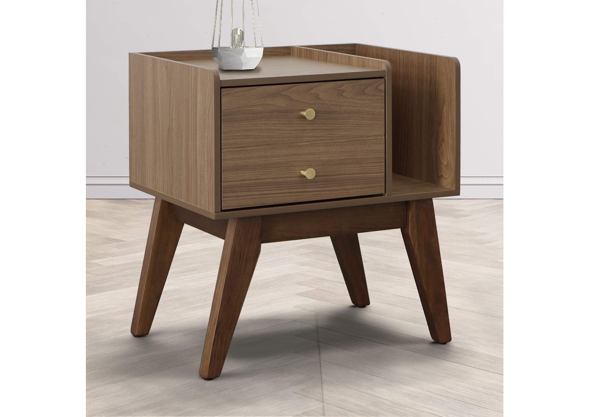 Sade 1 Drawer Nightstand In Walnut,Elements