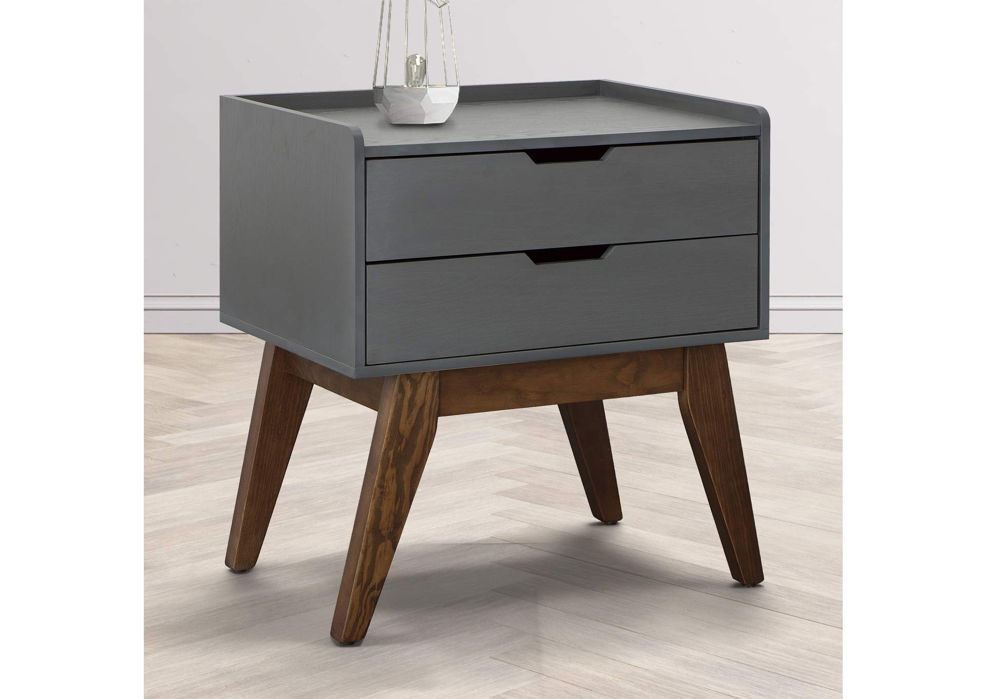 Sade 2 Drawer Nightstand In Grey,Elements