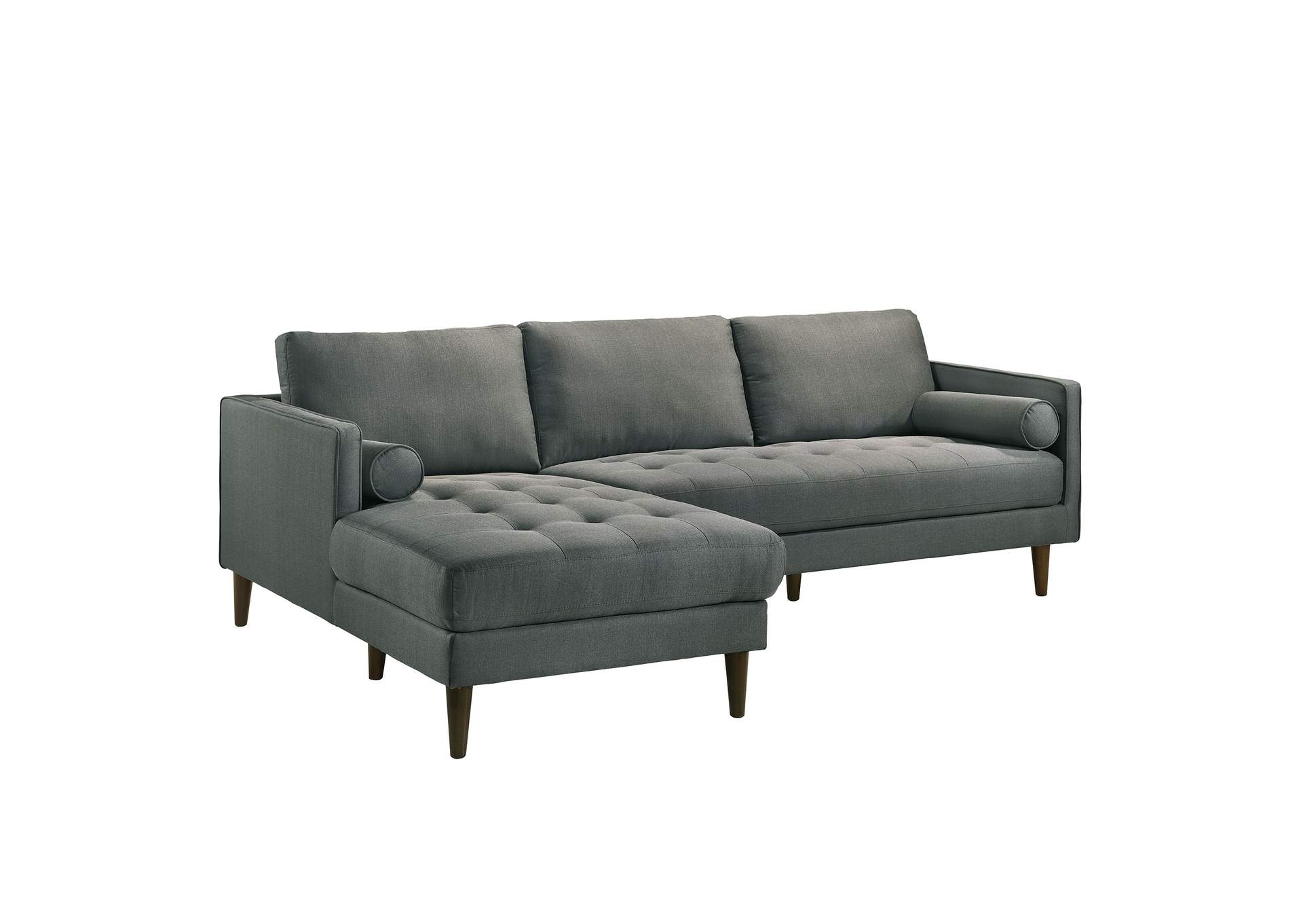 Sampson Sectional Left Hand Facing Chaise In Apollo Midnight Grey D28 With Self Arm Pillow,Elements