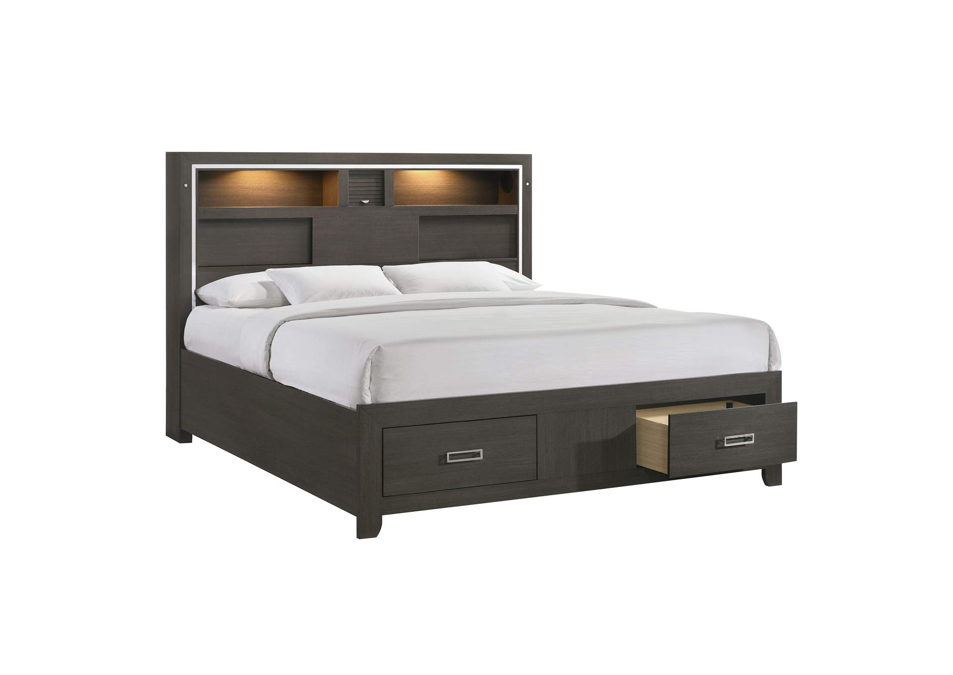 Sasha King Music Bed With Led Light In Grey,Elements