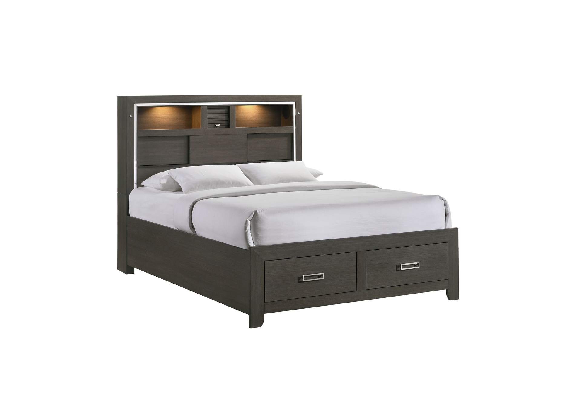 Sasha Queen Music Bed With Led Light In Grey,Elements