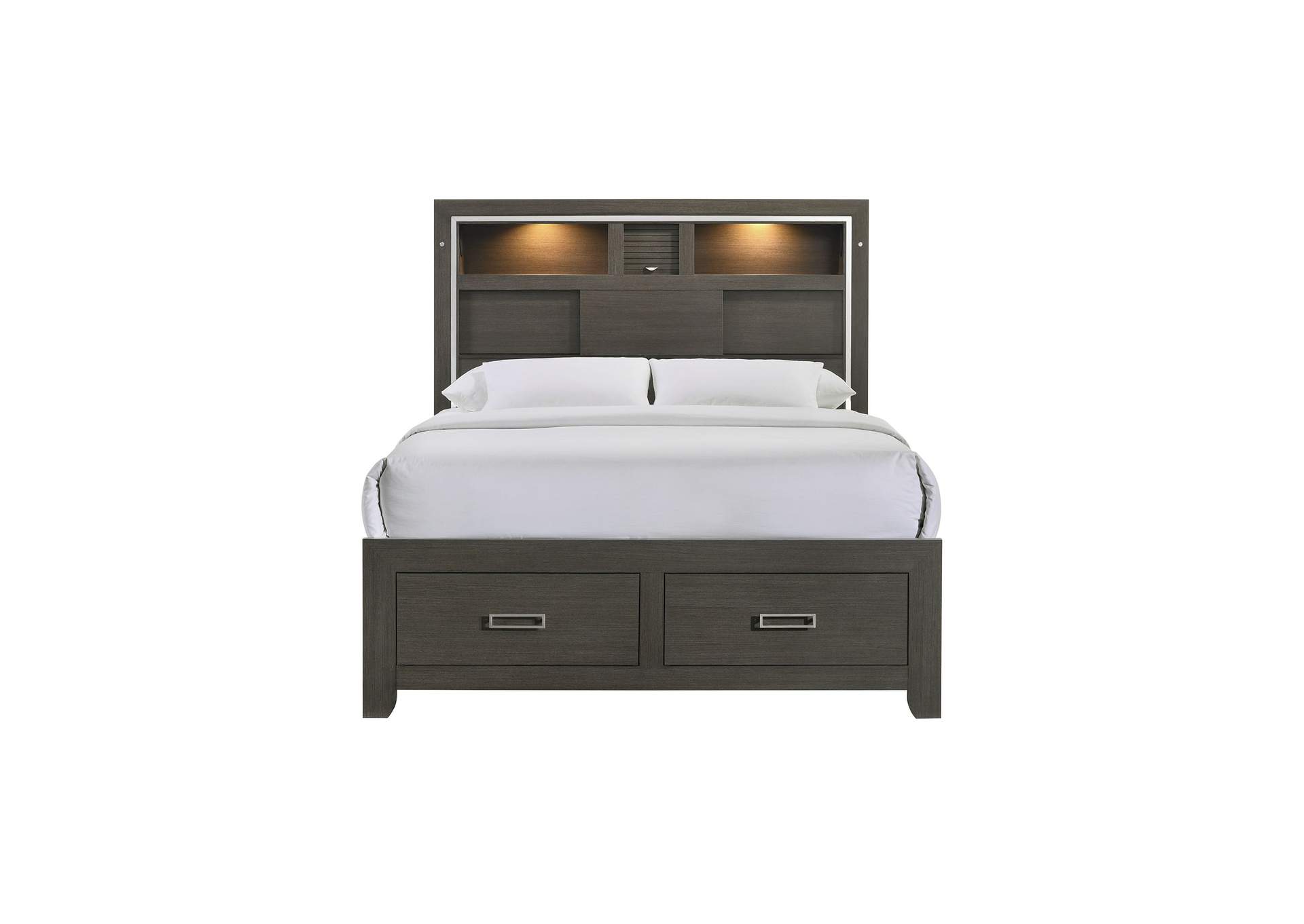 Sasha Queen Music Bed With Led Light In Grey,Elements