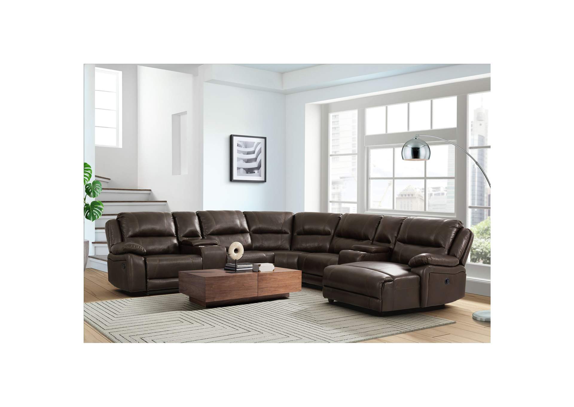 Saunter Sectional Right Hand Facingmotion Chaise In Saunter Brown,Elements