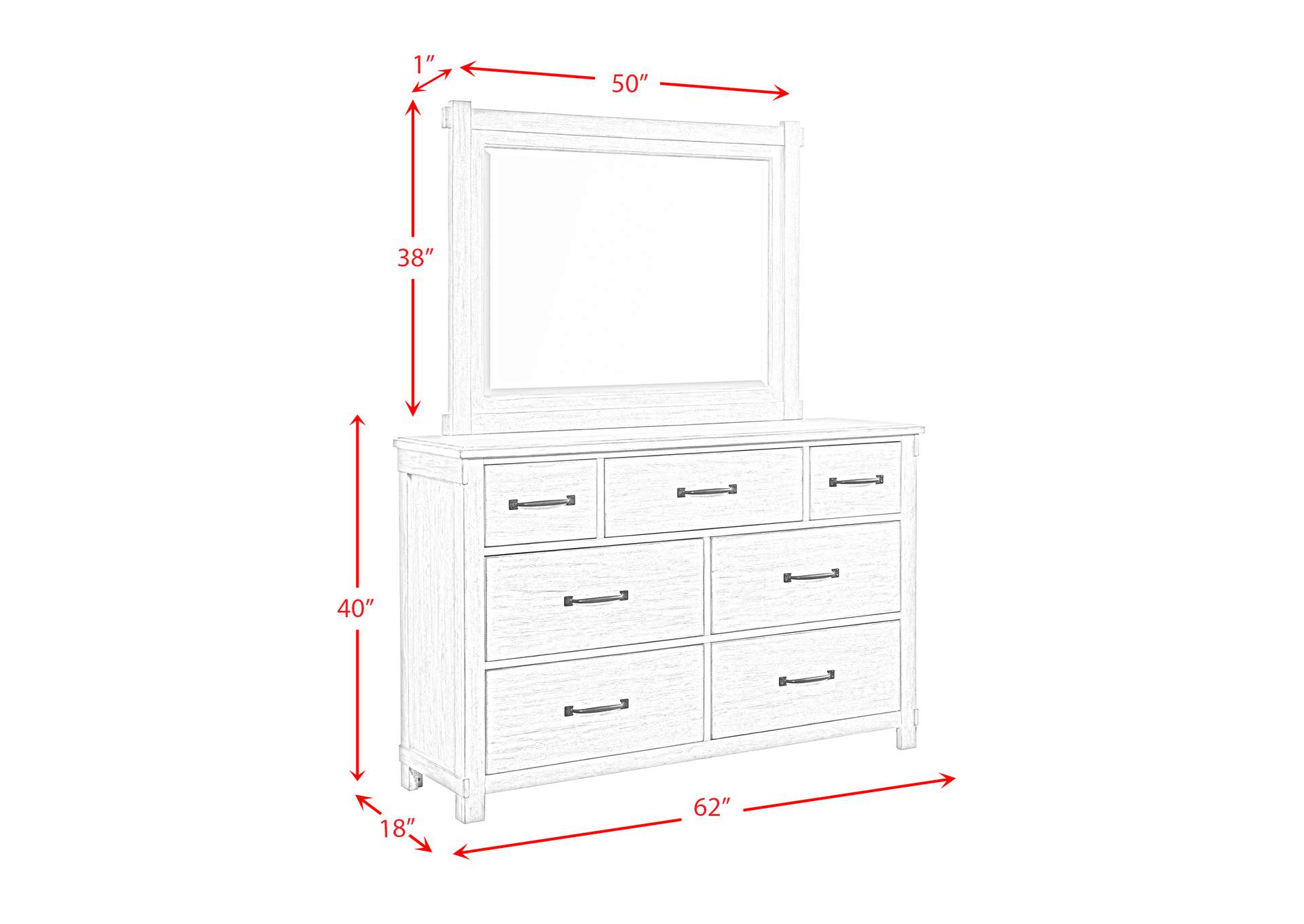 Scott 7 - Drawer Dresser With Mirror Set,Elements