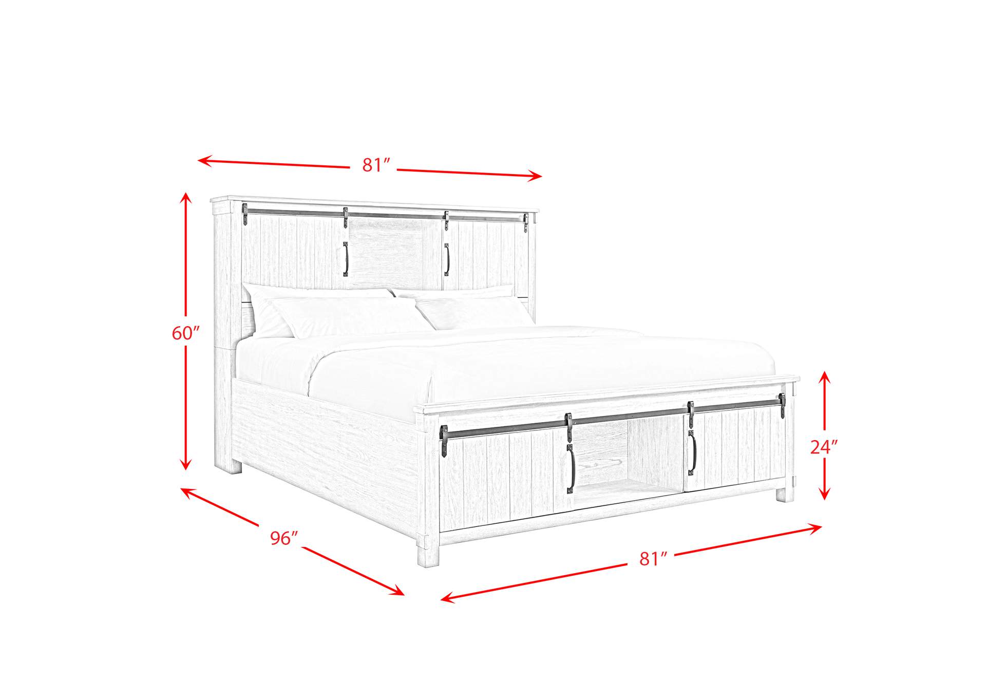 Scott King Storage Bed White Finish,Elements