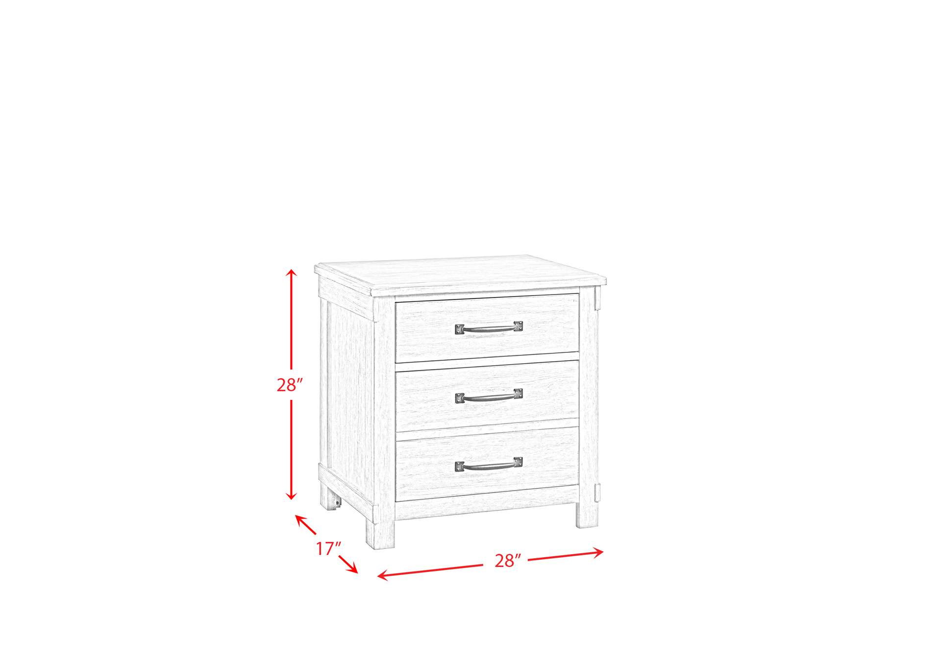 Scott Nightstand With USB White Finish,Elements