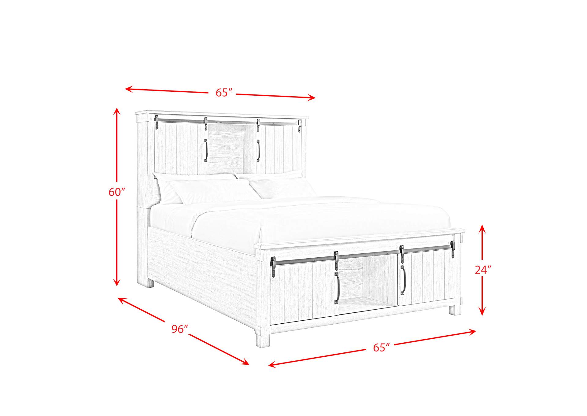 Scott Queen Storage Bed White Finish,Elements