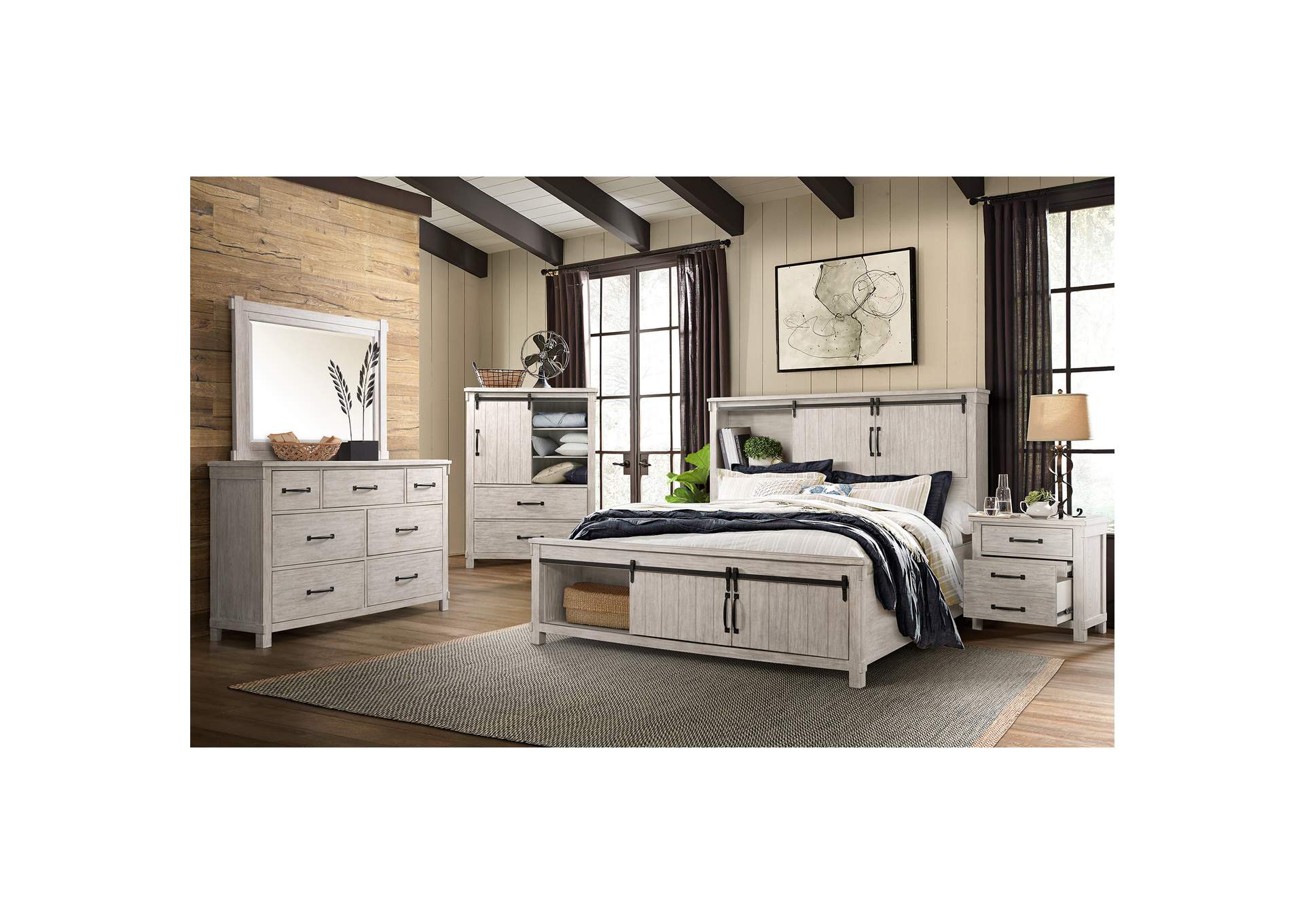 Scott Queen Storage Bed White Finish,Elements