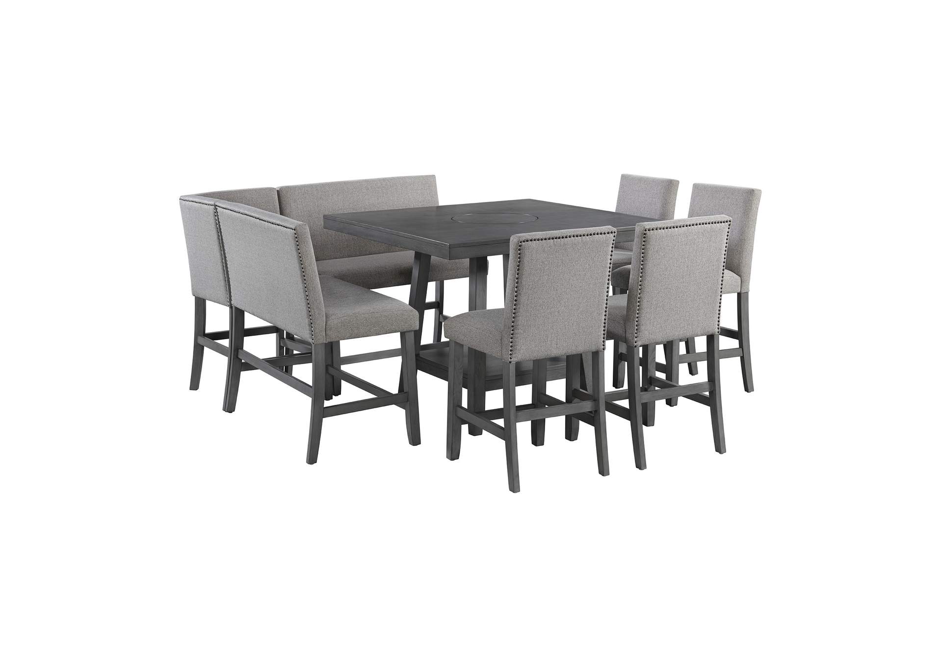 Seneca 8Pc Counter Height Dining Set In Grey - Table Four Chairs And Complete Bench,Elements