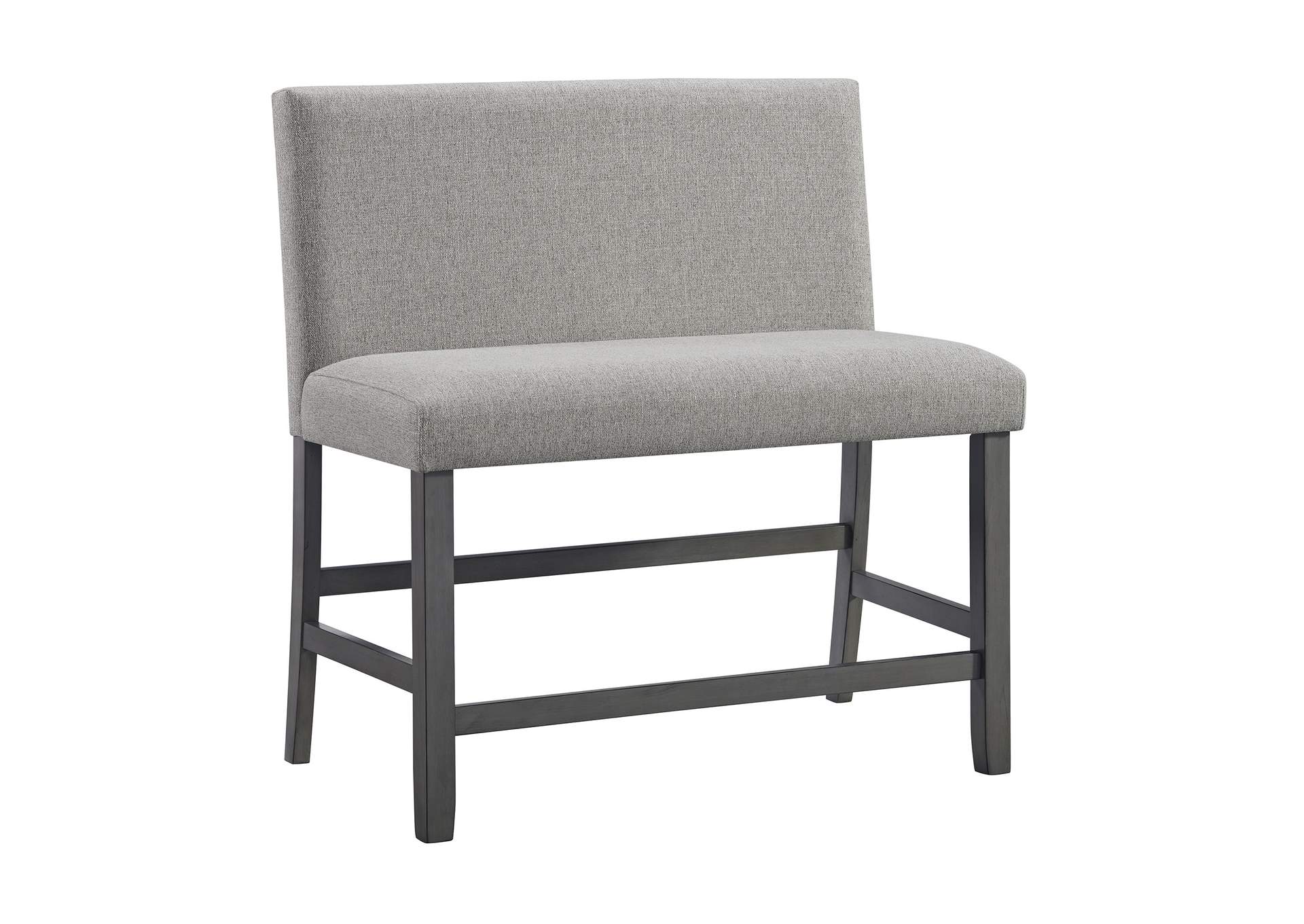 Seneca Counter Bench With Upholstered Back And Grey Fabric In Grey,Elements