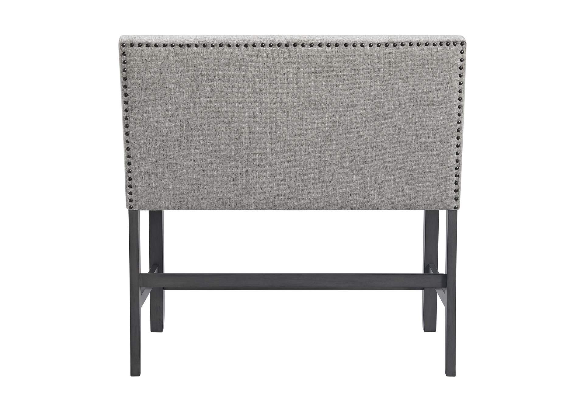 Seneca Counter Bench With Upholstered Back And Grey Fabric In Grey,Elements