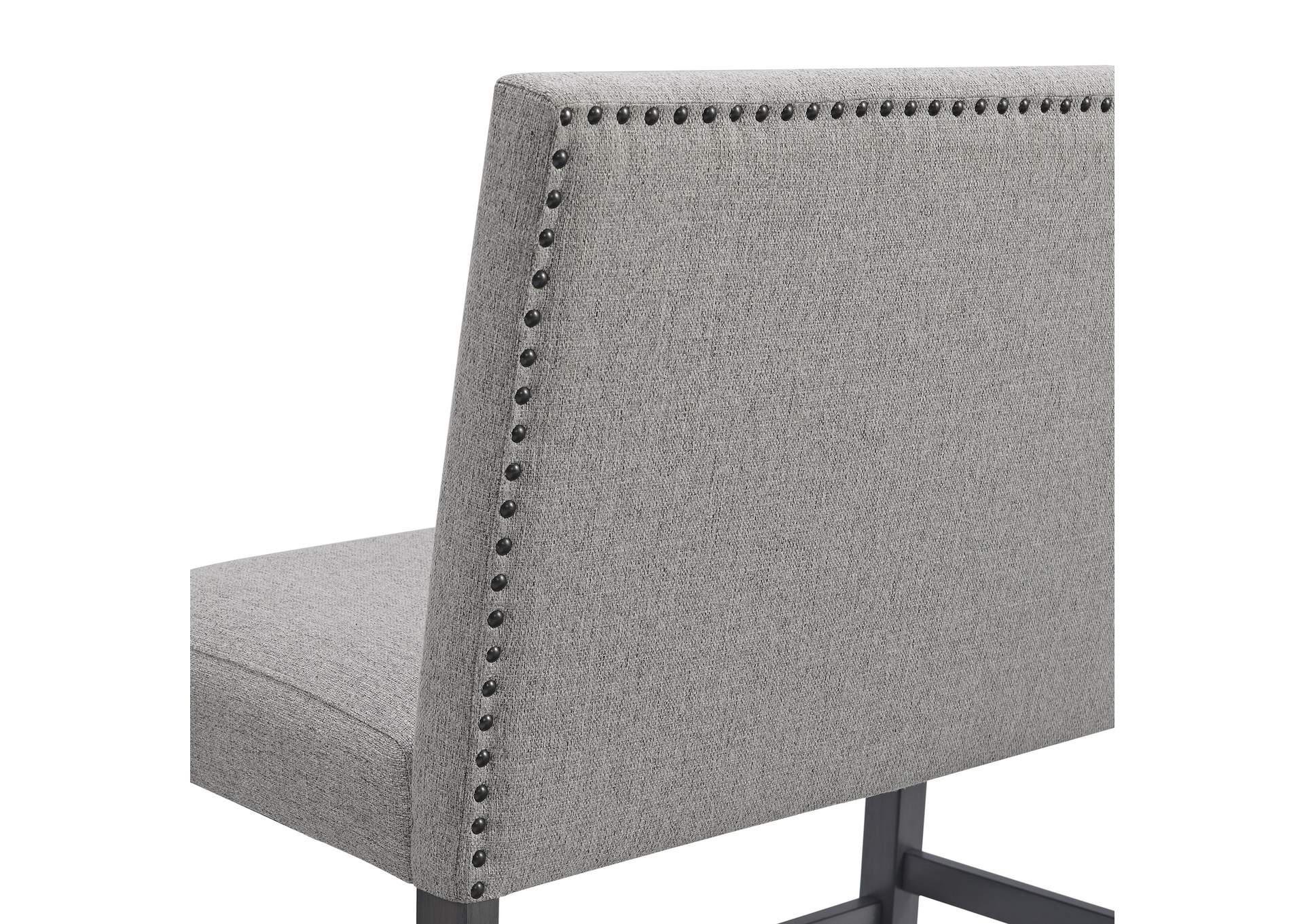 Seneca Counter Bench With Upholstered Back And Grey Fabric In Grey,Elements