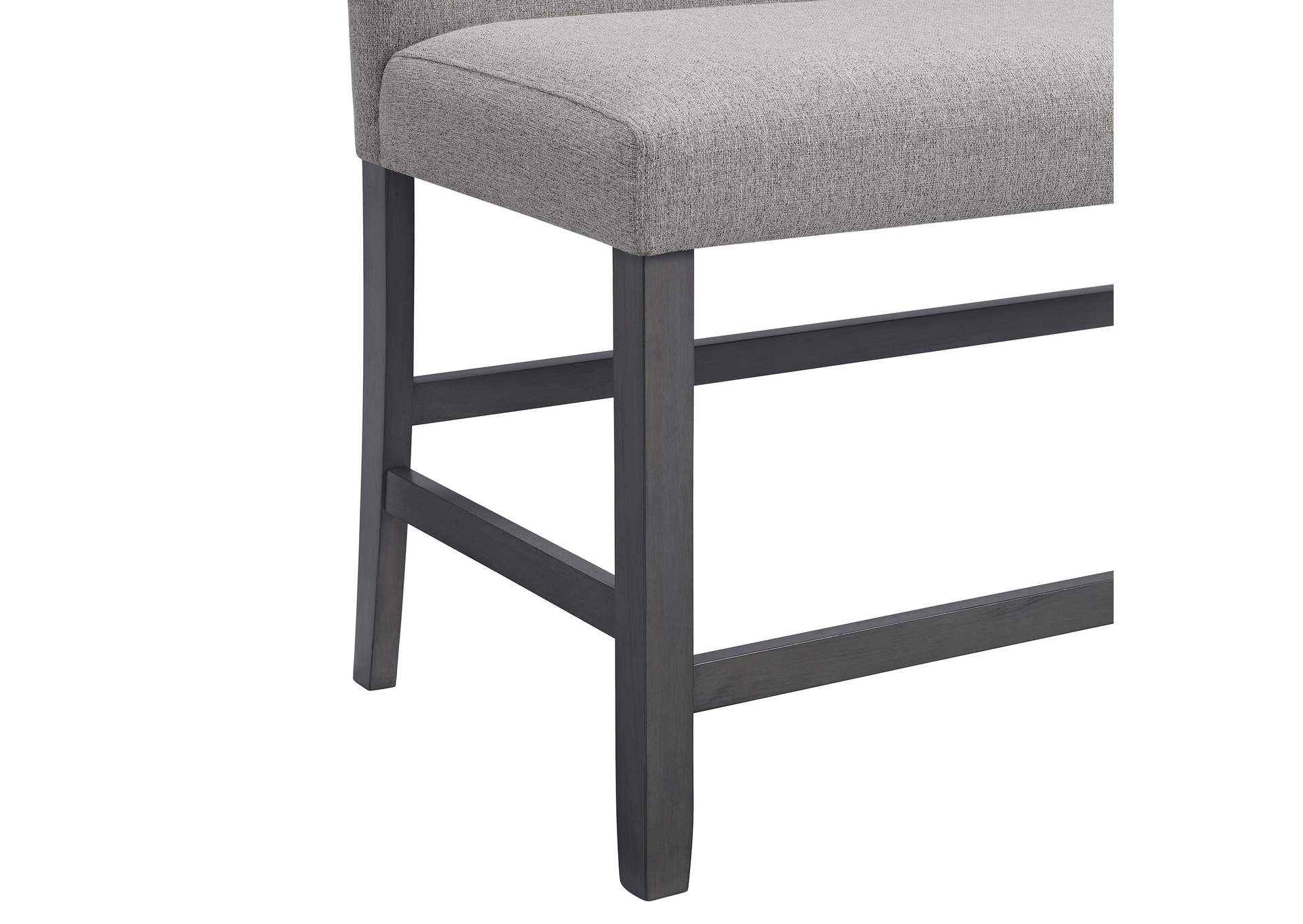 Seneca Counter Bench With Upholstered Back And Grey Fabric In Grey,Elements