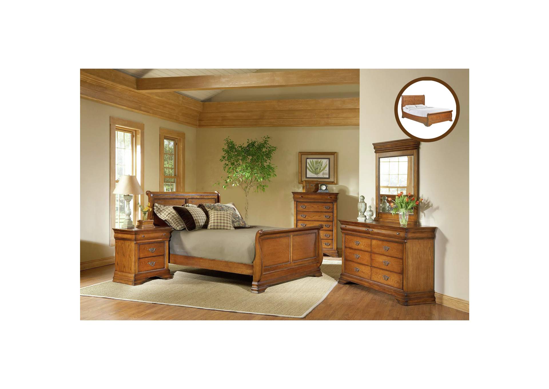 B4850 - 68F Shenandoah - King Low Profile Bed - Classic Oak,Elements