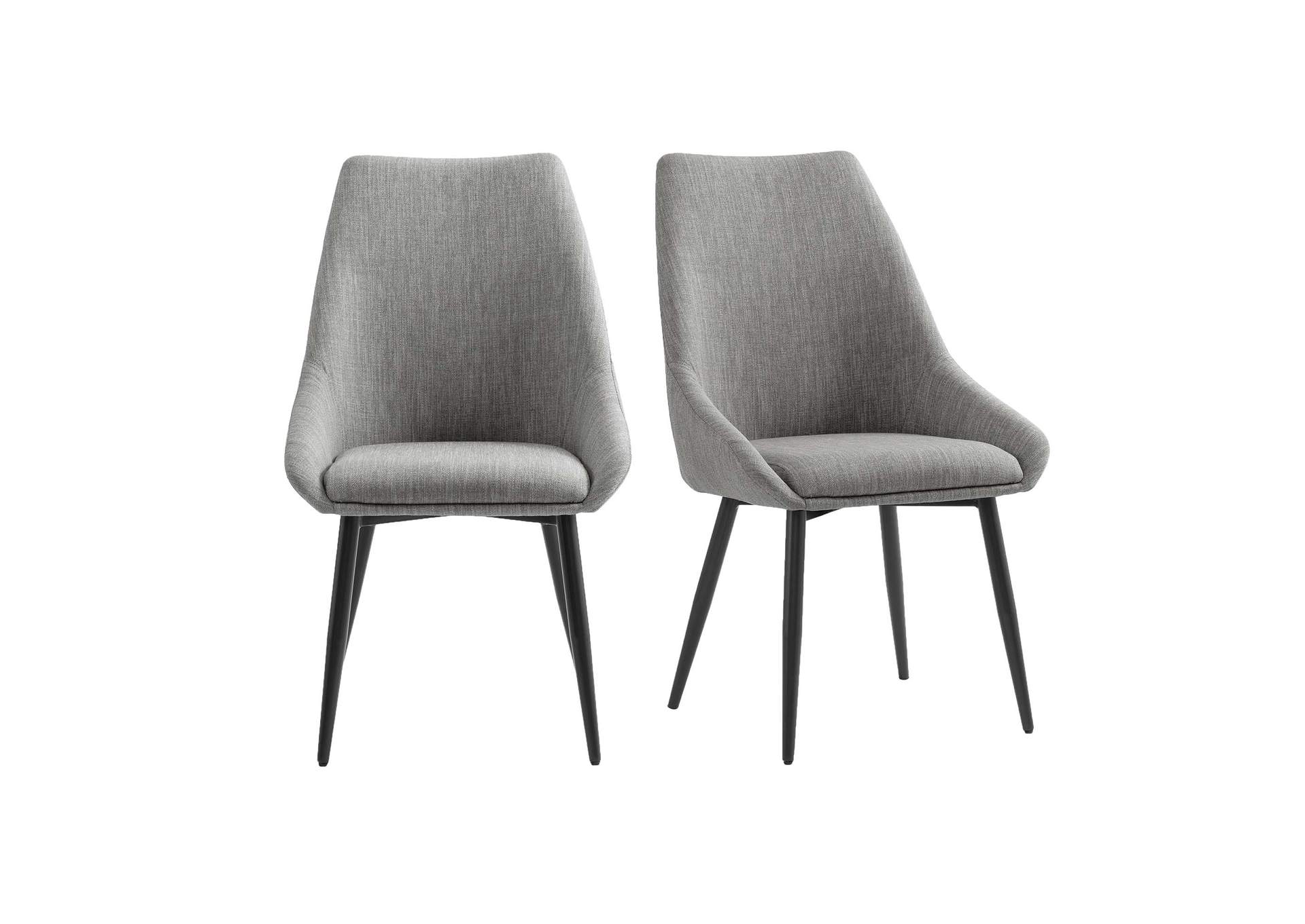 Sherlyn Dining Side Chair With Grey Linen In Black 2 Per Carton,Elements