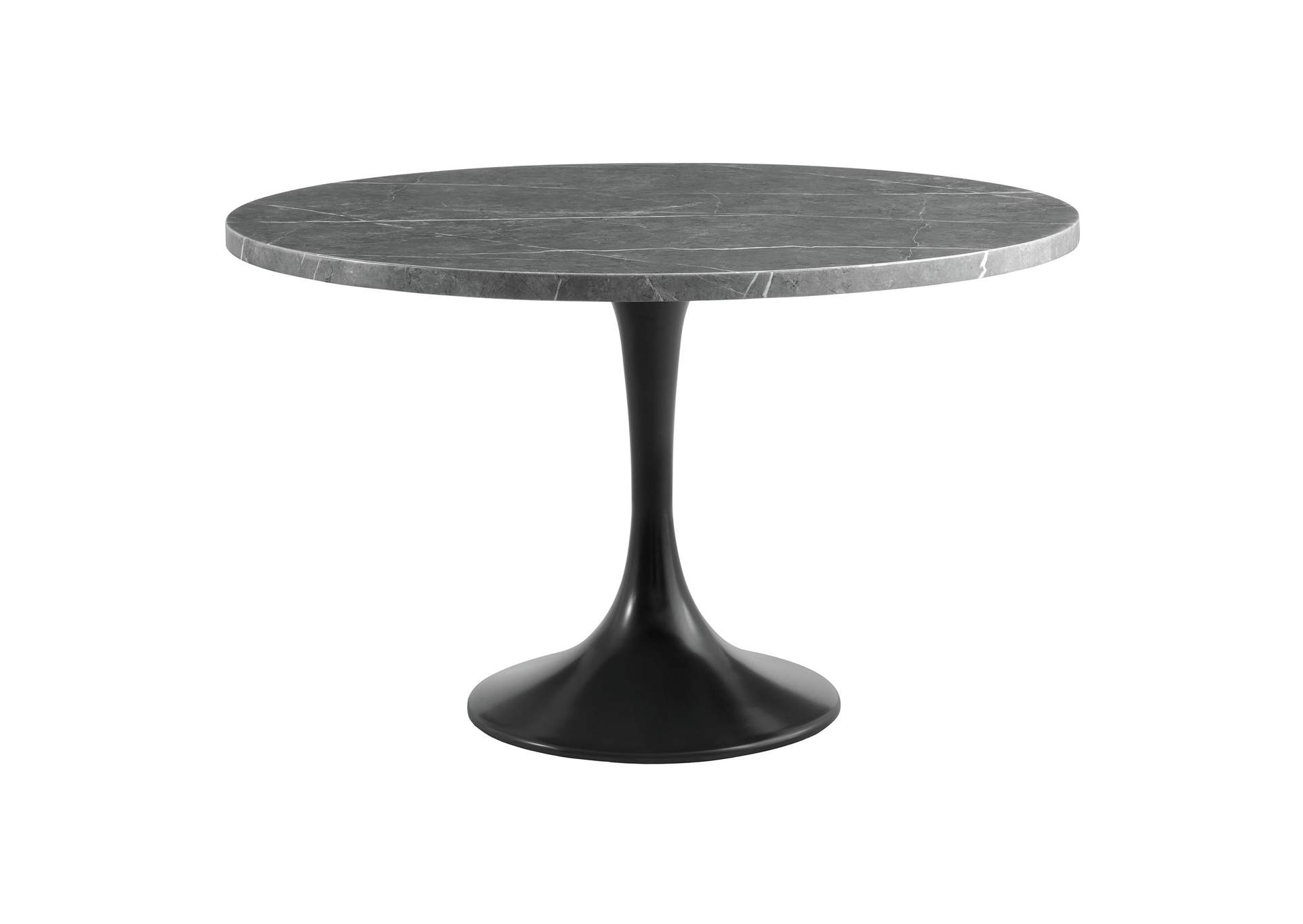 Sherlyn Round Dining Table With Faux Marble In Metal,Elements