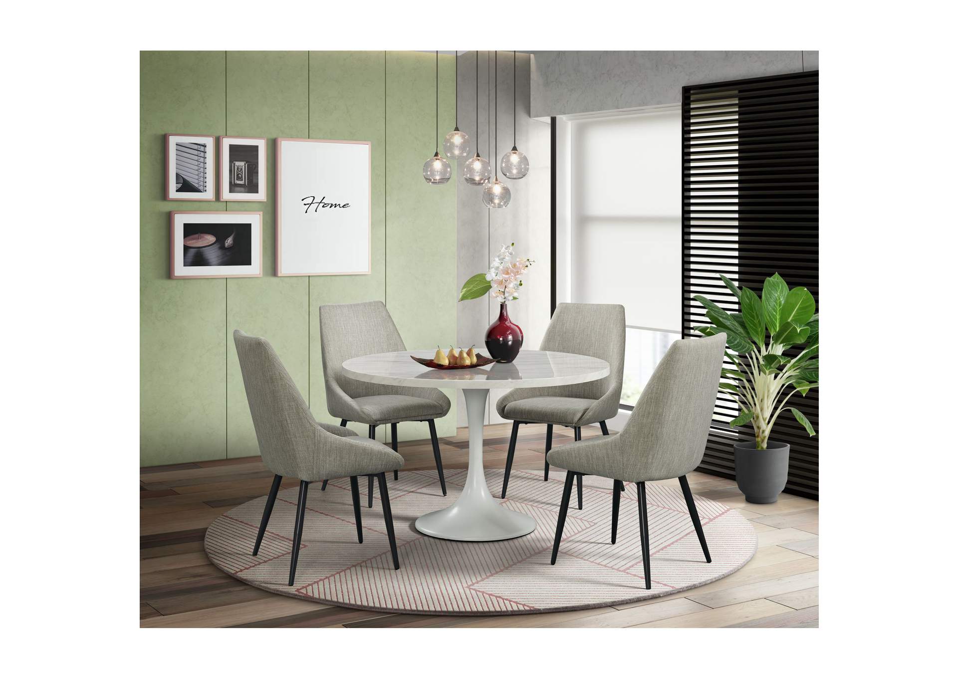 Sherlyn Dining Side Chair With Grey Linen In Black 2 Per Carton,Elements