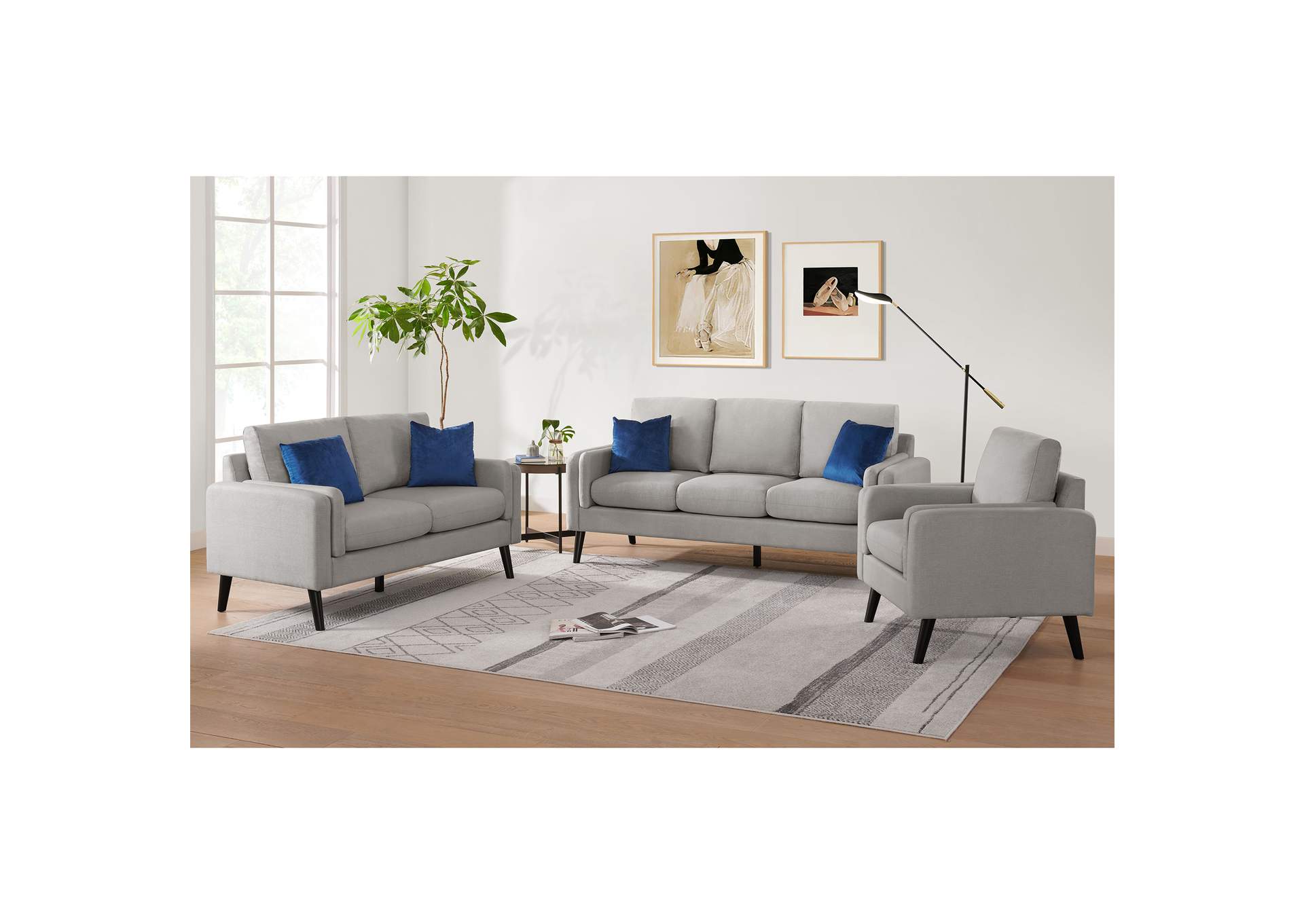 Skylark Loveseat In Valencia Platinum With 2 Pillows,Elements