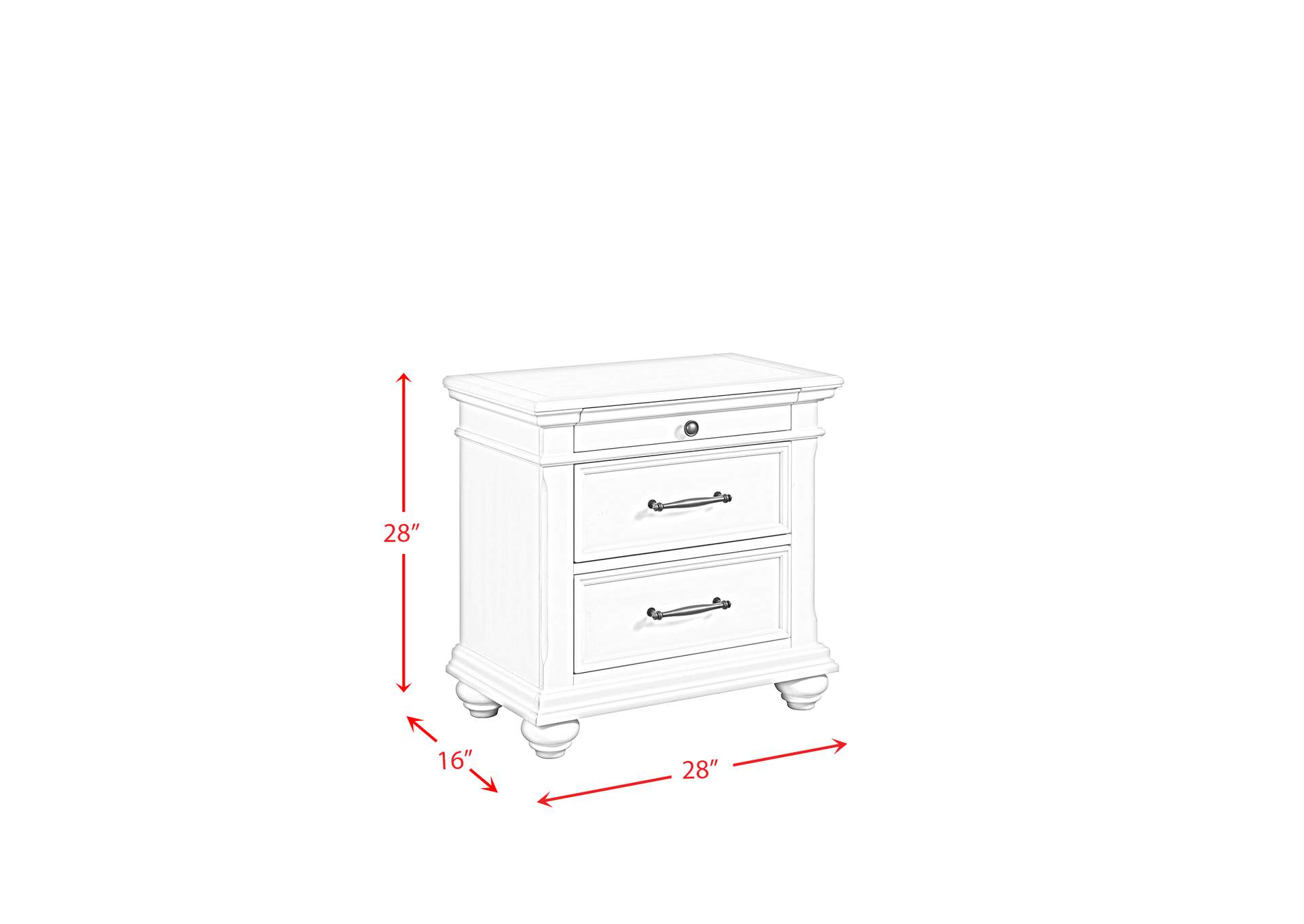 Slater Nightstand With USB In Antique White,Elements