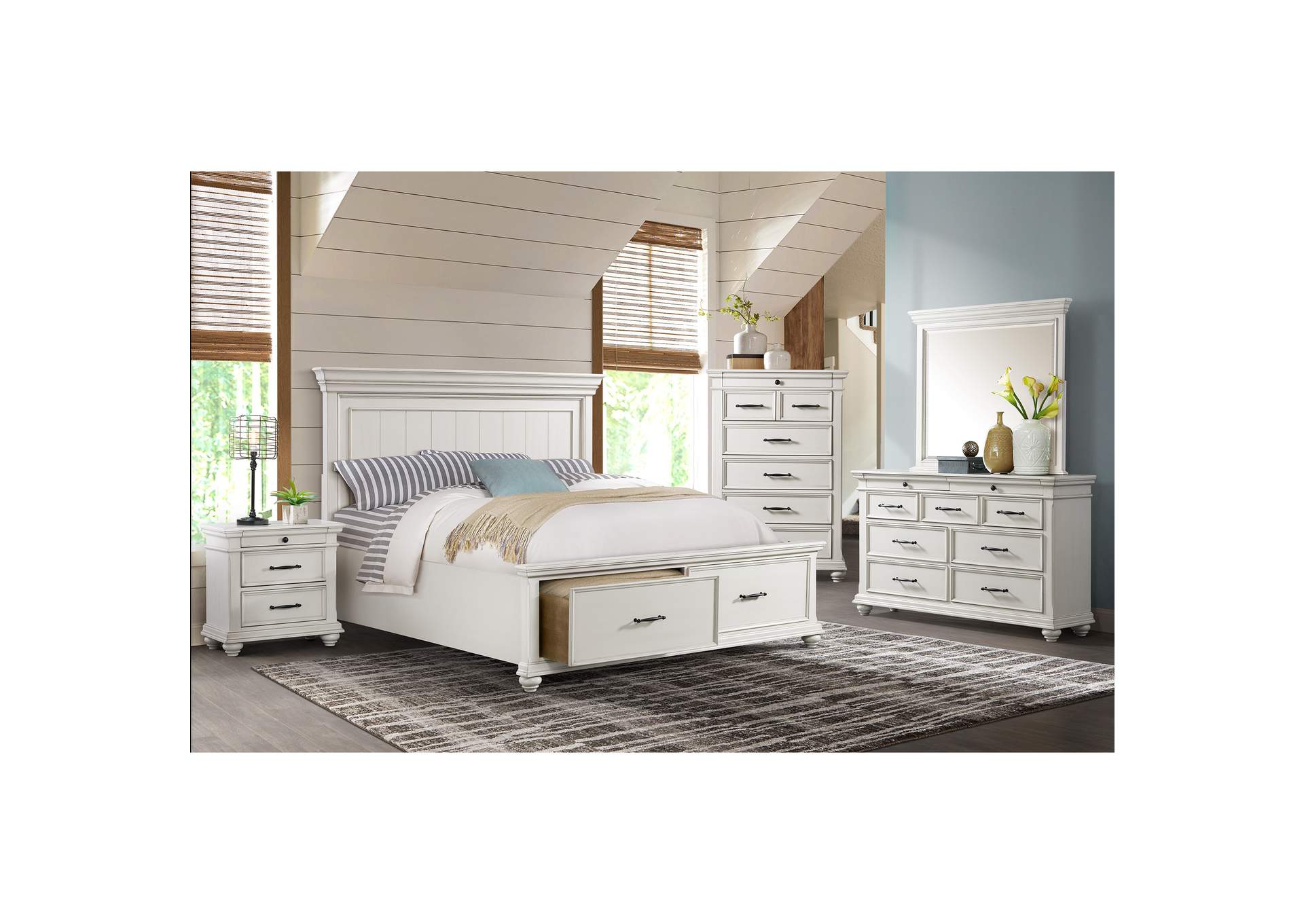 Slater King Bed In Antique White,Elements