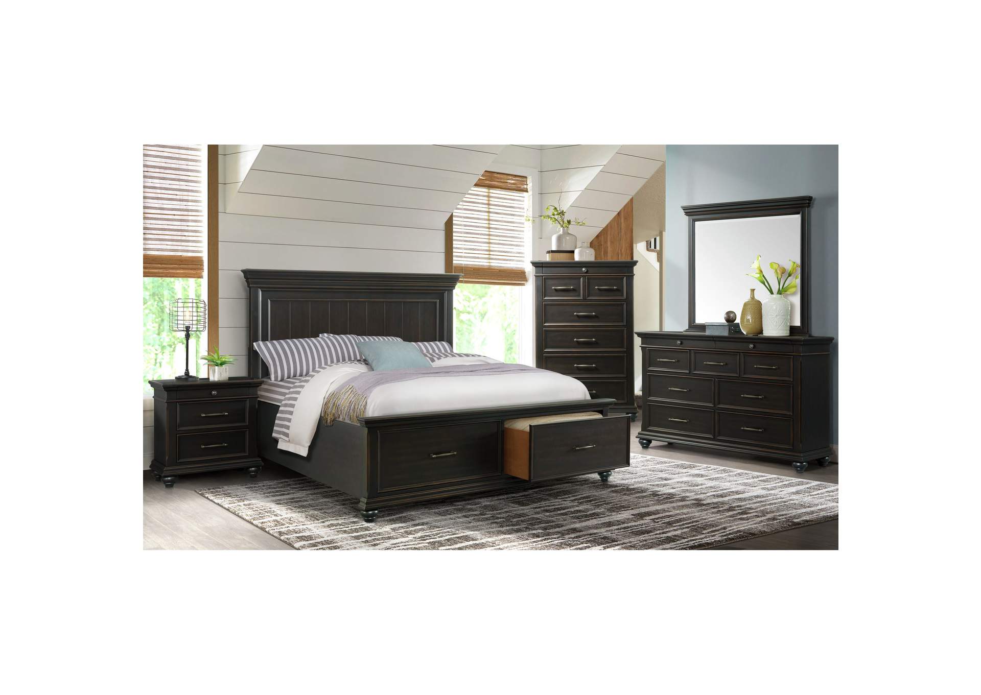 Slater King Bed Black,Elements