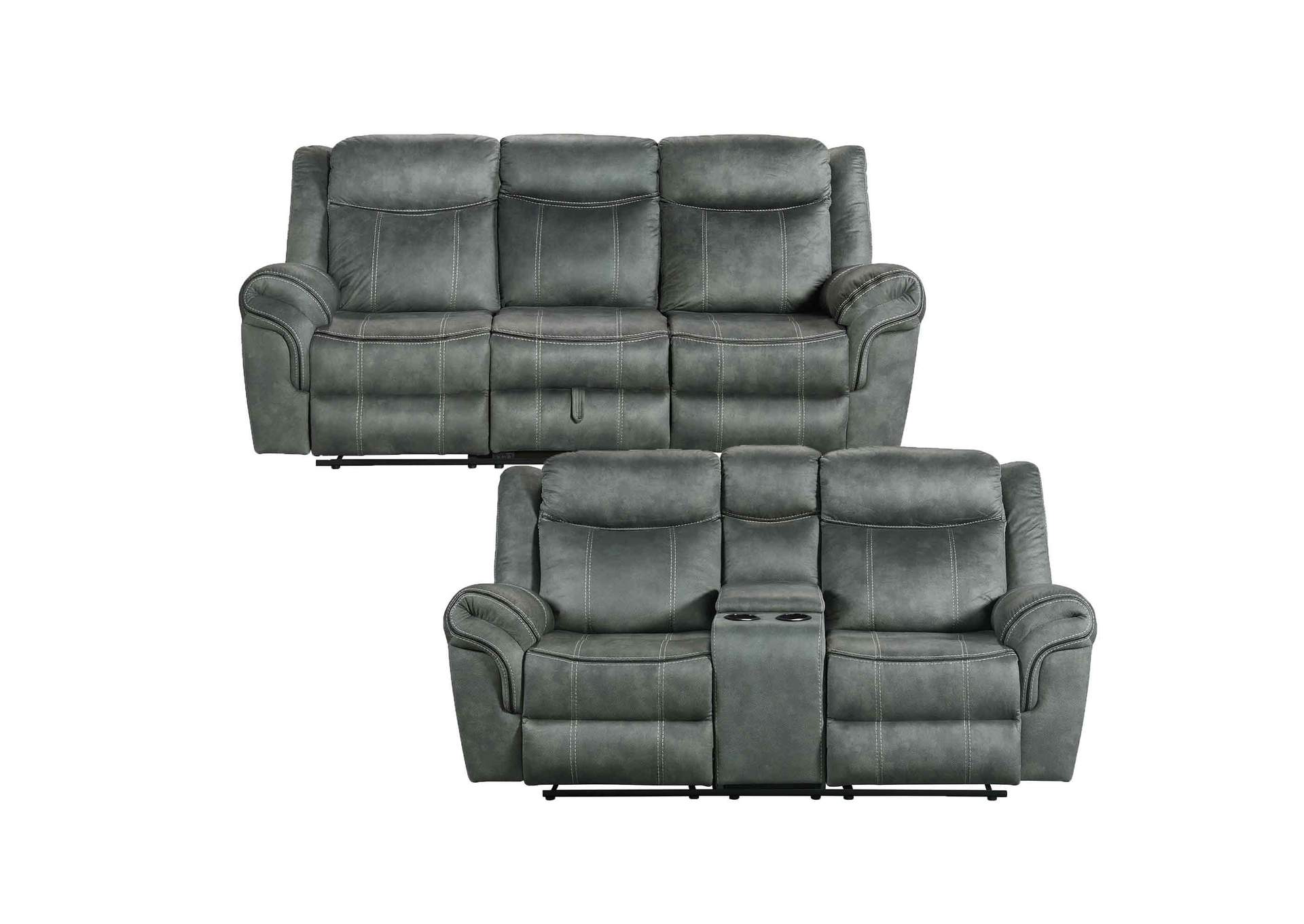 Sorrento 2 Piece Living Room Set In Fb367 Charcoal - Sofa Loveseat,Elements