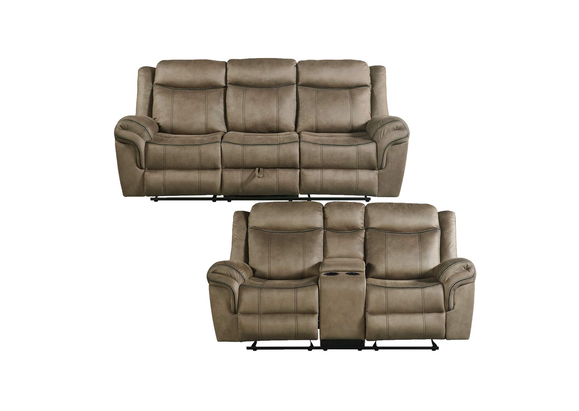 Sorrento 2 Piece Living Room Set In T101 Brown - Sofa Loveseat,Elements