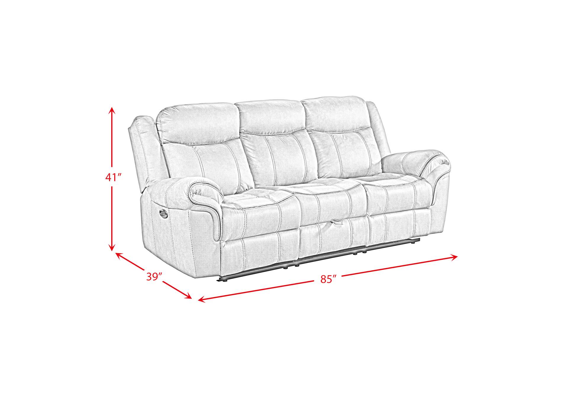 Sorrento Power Motion Sofa With Power Headrest Dropdown In Fb367 Charcoal,Elements