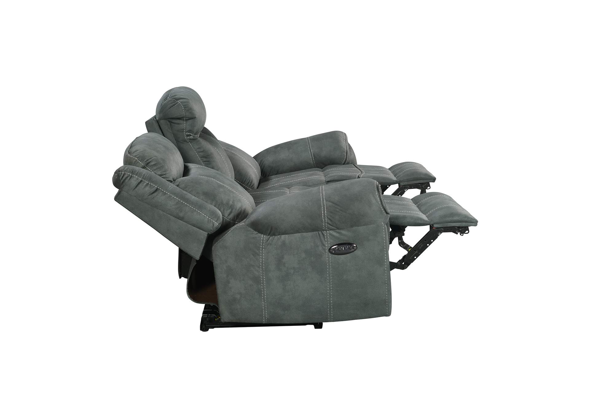 Sorrento Power Motion Sofa With Power Headrest Dropdown In Fb367 Charcoal,Elements