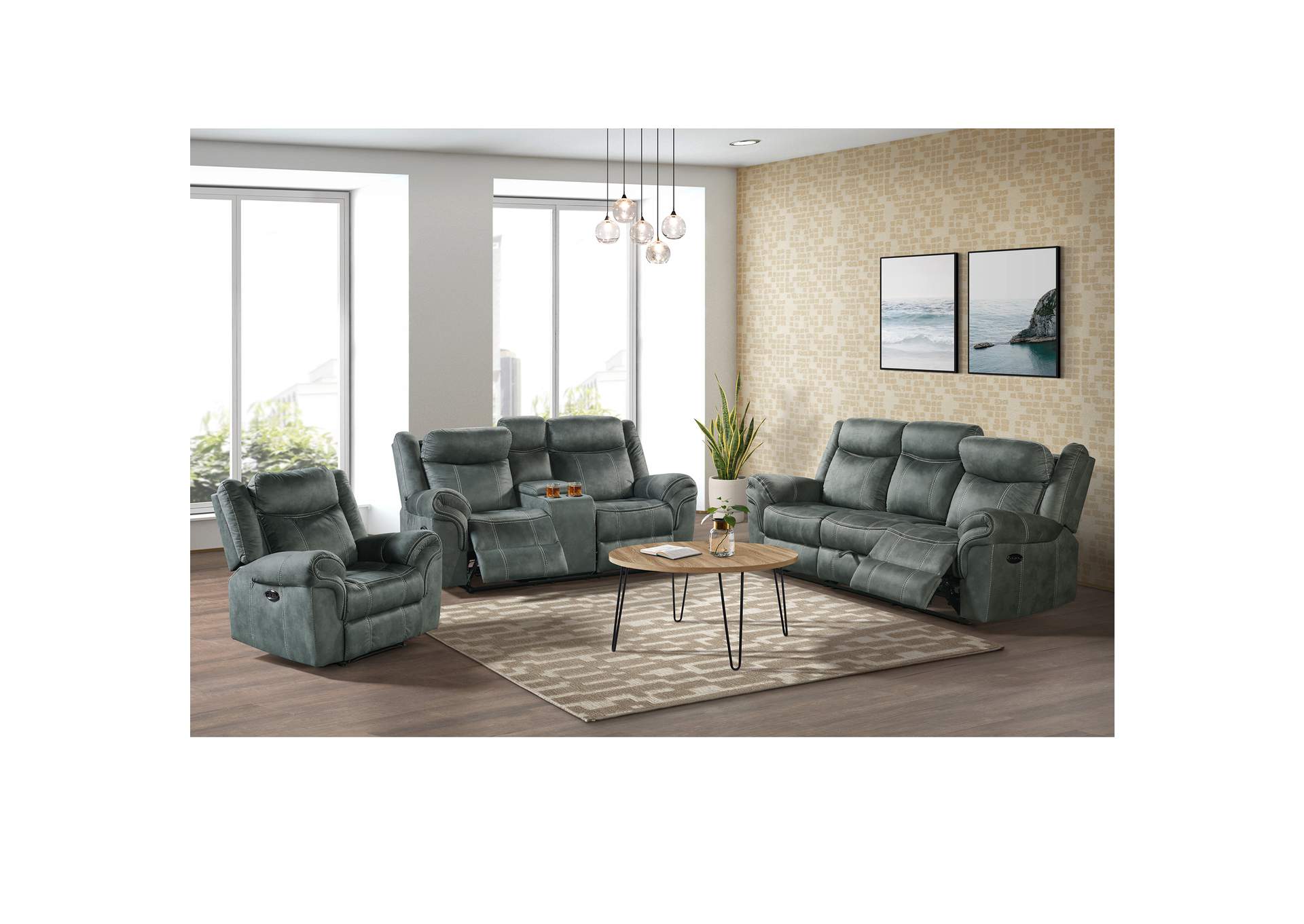 Sorrento Power Motion Sofa With Power Headrest Dropdown In Fb367 Charcoal,Elements