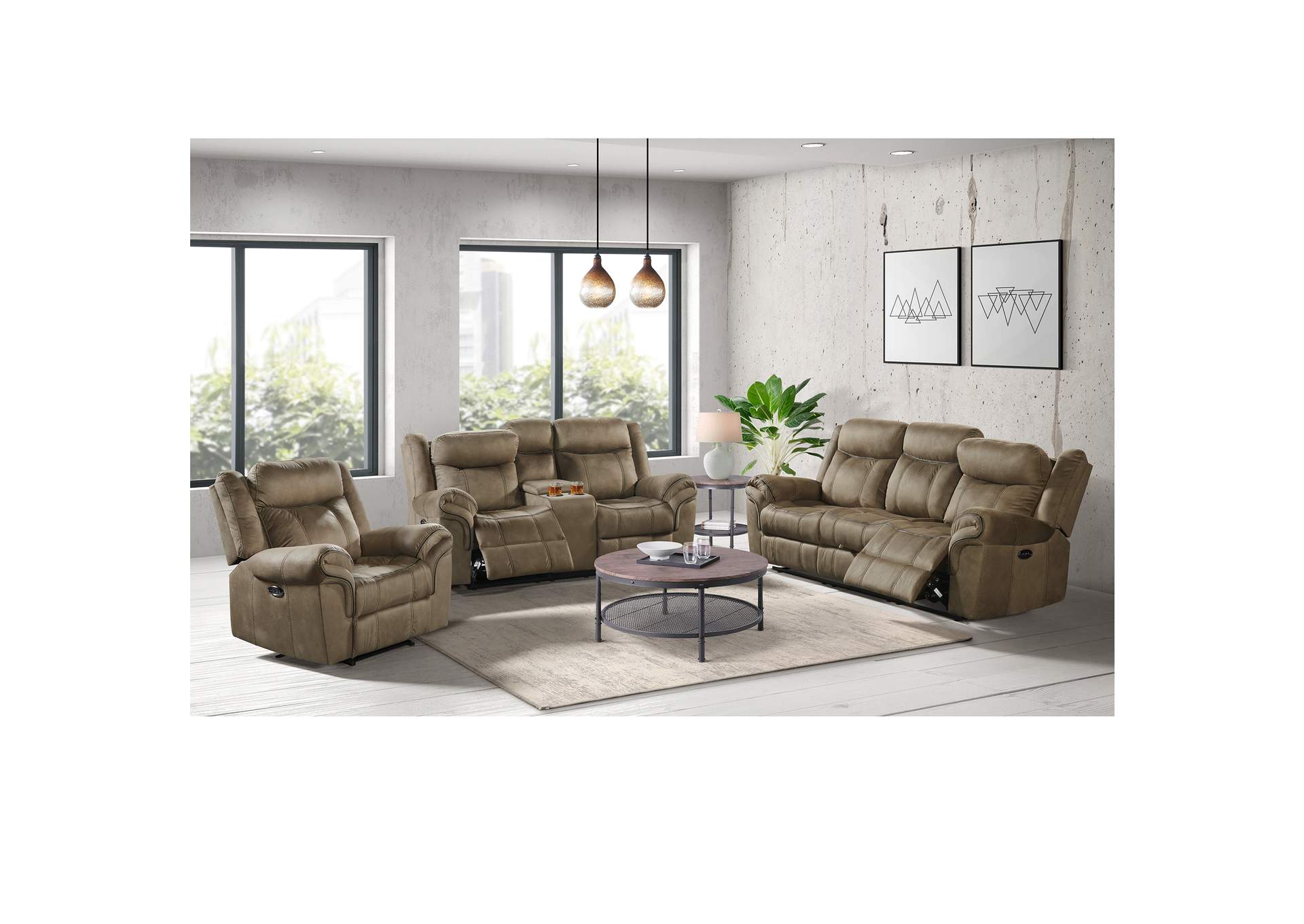 Sorrento Power Motion Loveseat With Console In T101 Brown,Elements
