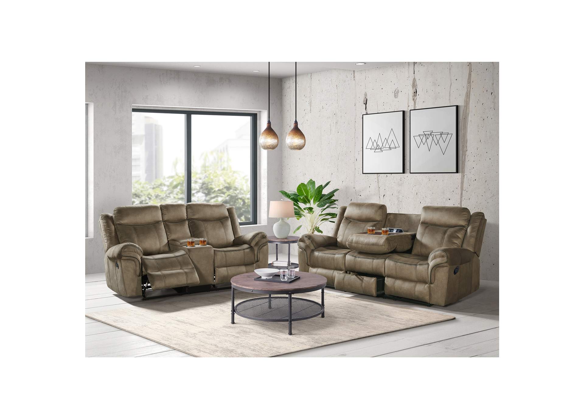 Sorrento Motion Loveseat With Console In T101 Brown,Elements