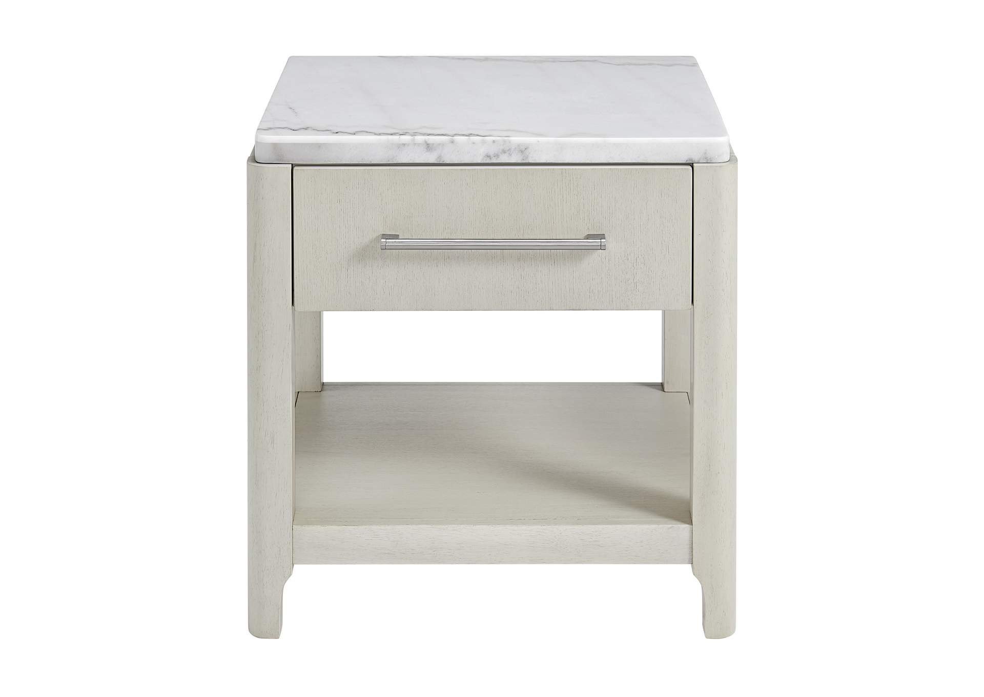 South Beach End Table With White Marble Top In Almond White,Elements