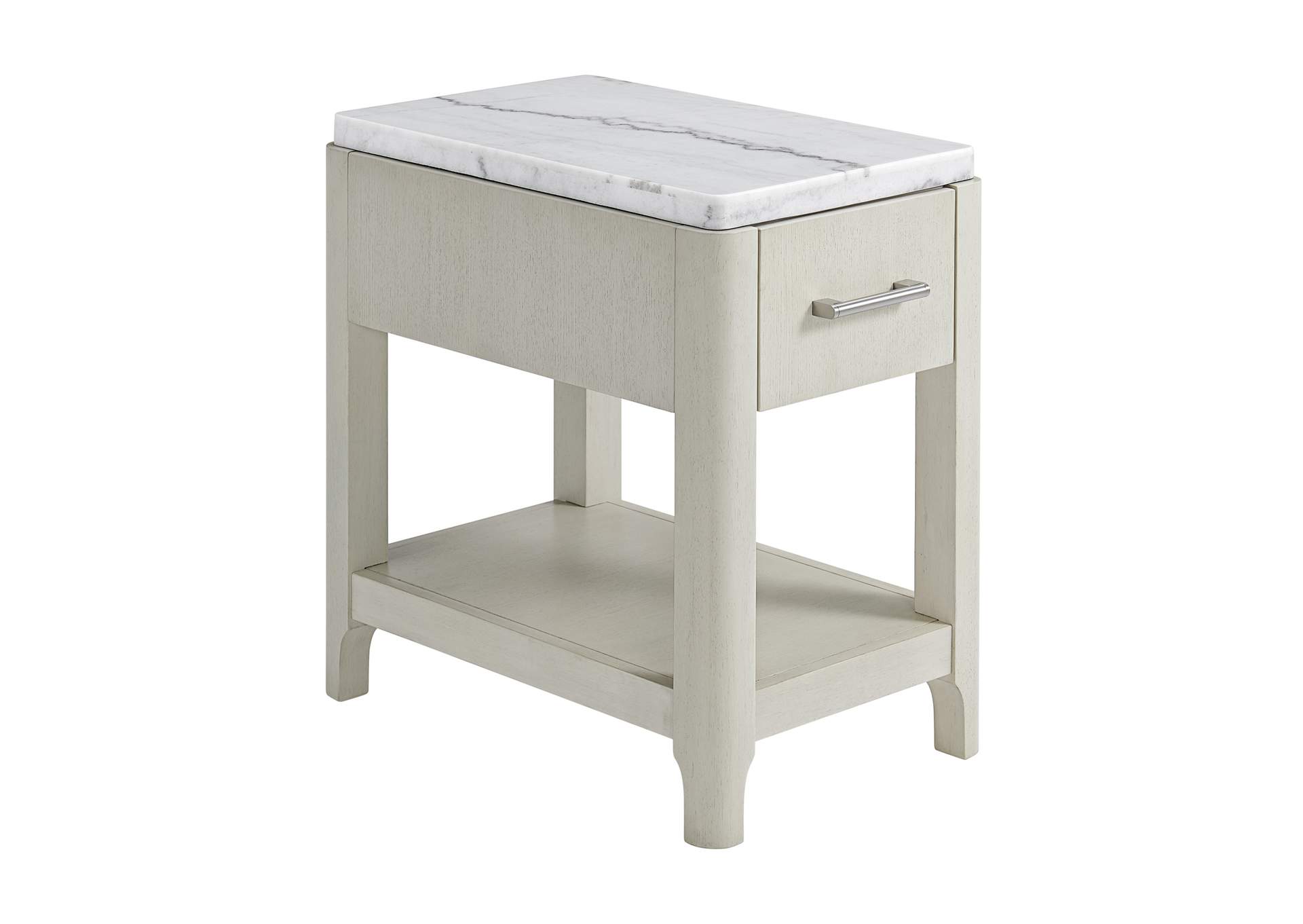 South Beach Side Table With White Marble Top In Almond White,Elements