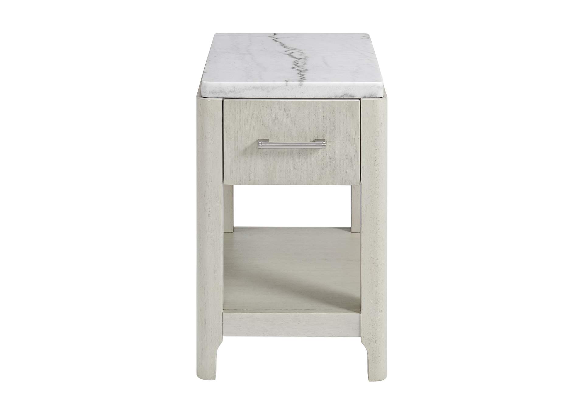 South Beach Side Table With White Marble Top In Almond White,Elements