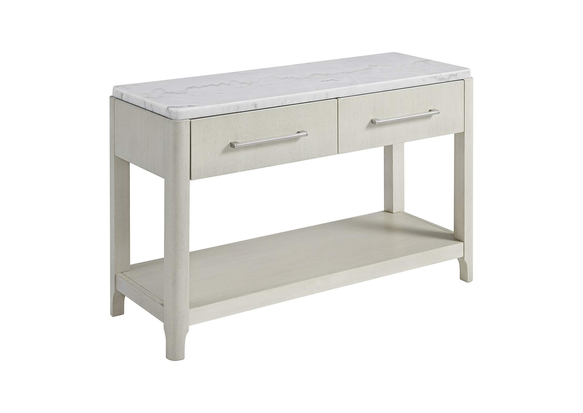 South Beach Sofa Table With White Marble Top In Almond White,Elements