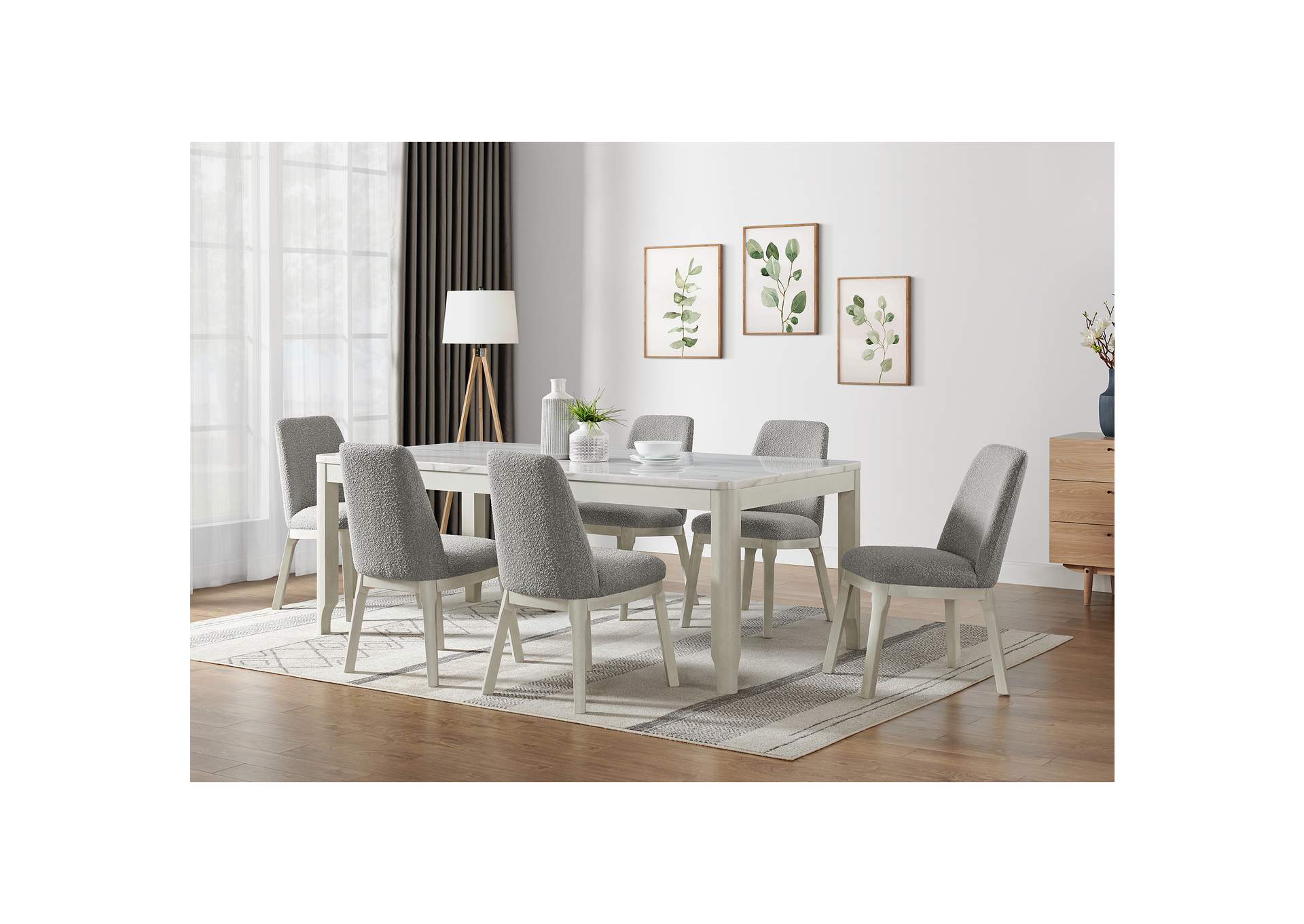 South Beach Dining Table With White Marble Top In Almond White,Elements