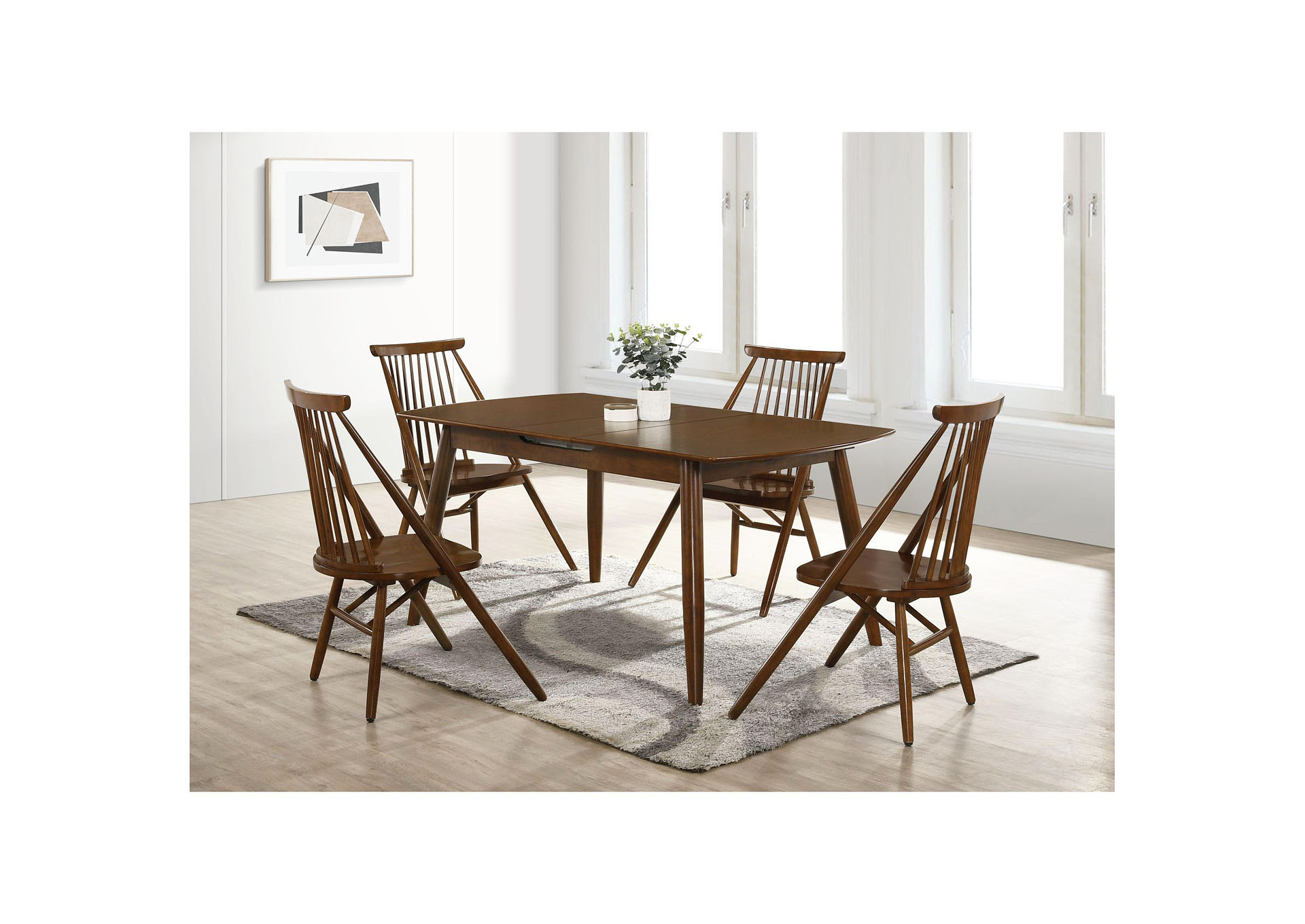 Sparrow With 12 Inch Leaf 5 Piece Dining Set In Walnut Cherry - Table Four Bowen Chairs,Elements