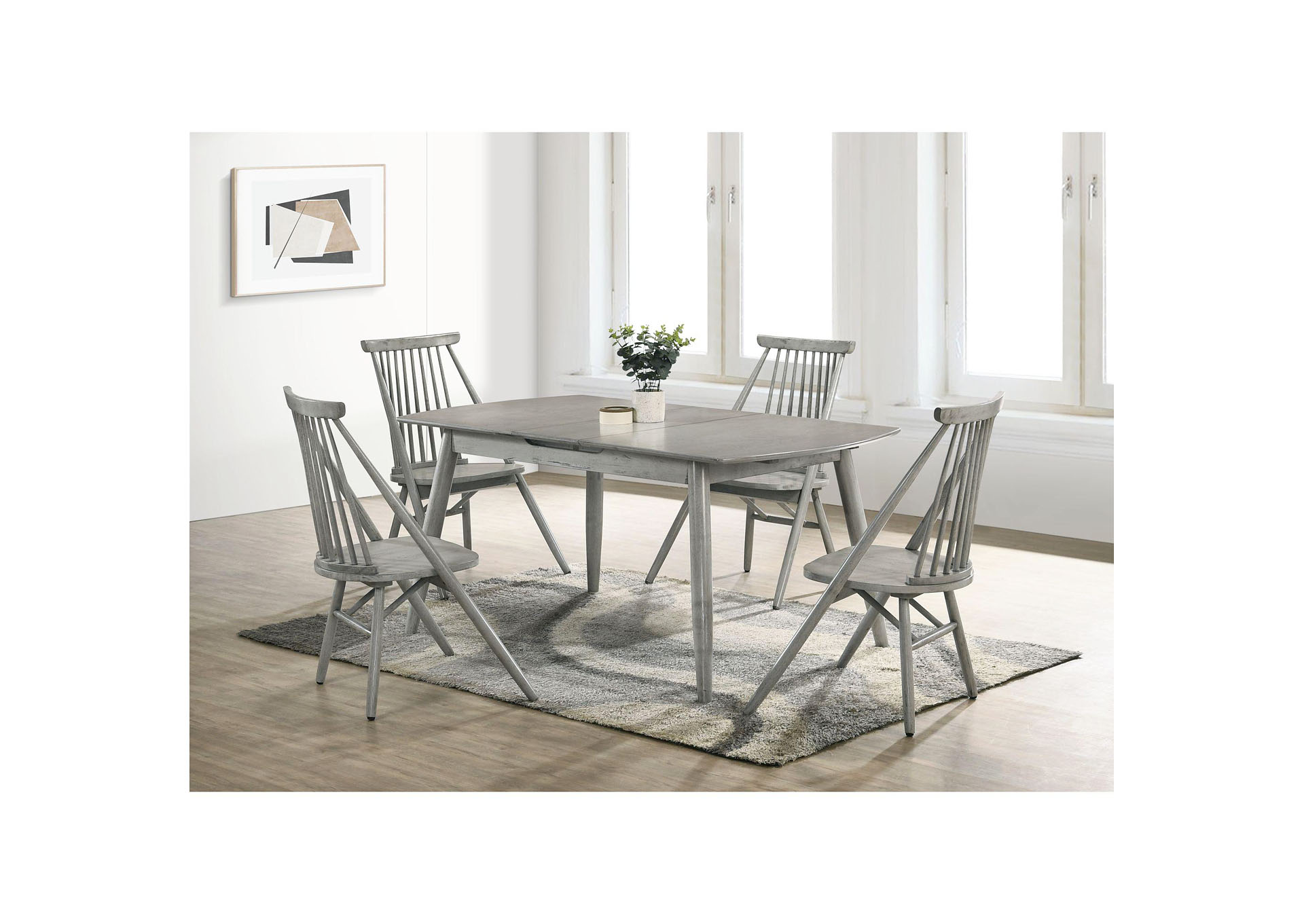 Sparrow With 12 Inch Leaf 5 Piece Dining Set In Antique Grey - Table Four Bowen Chairs,Elements